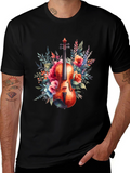 Floral Violin Graphic Tee - Music Lovers T-Shirt
