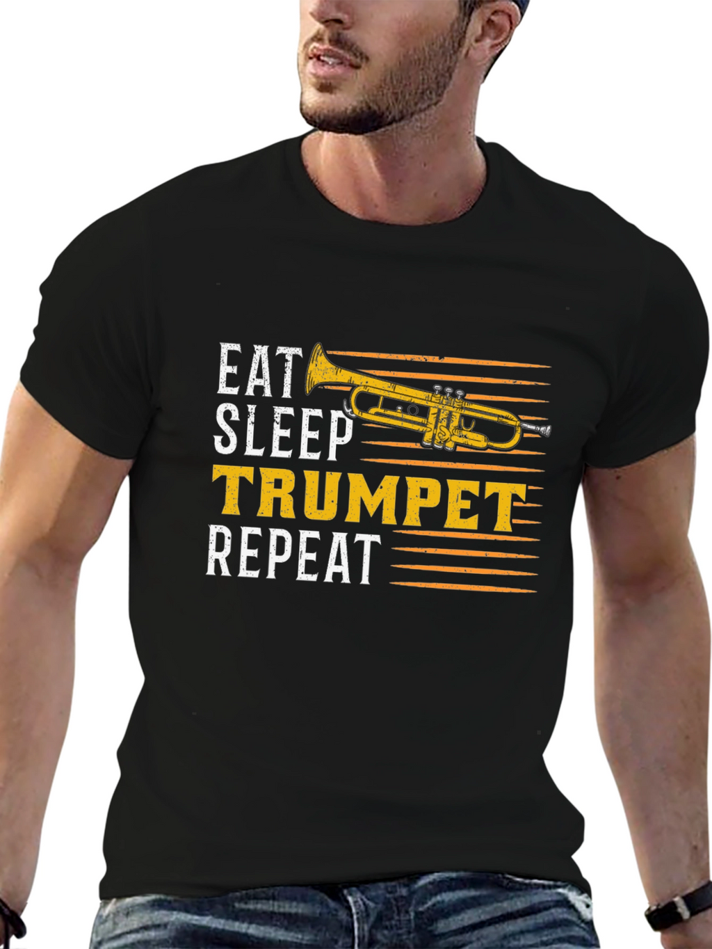 Eat Sleep Trumpet Repeat Black T-Shirt
