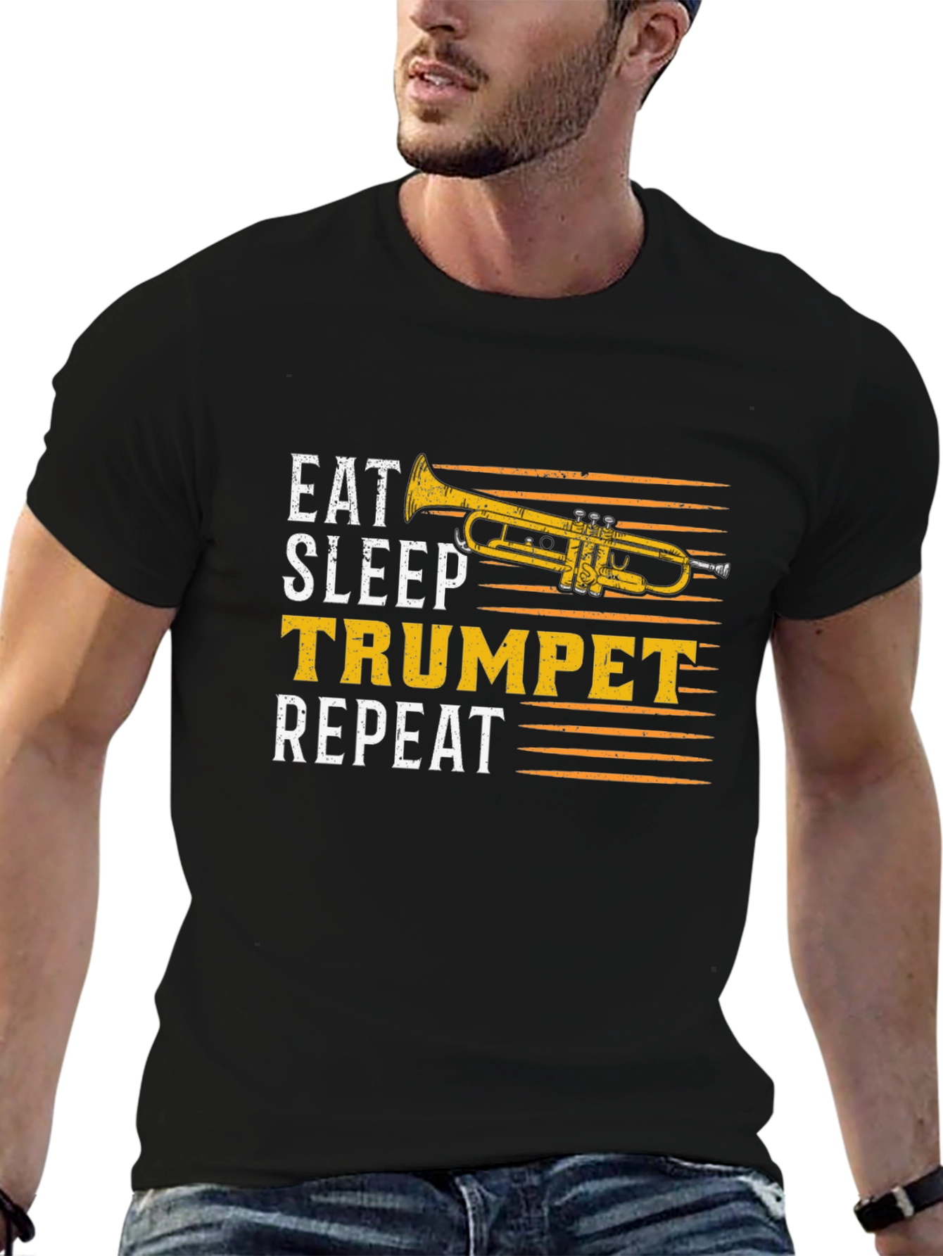 Eat Sleep Trumpet Repeat Black T-Shirt