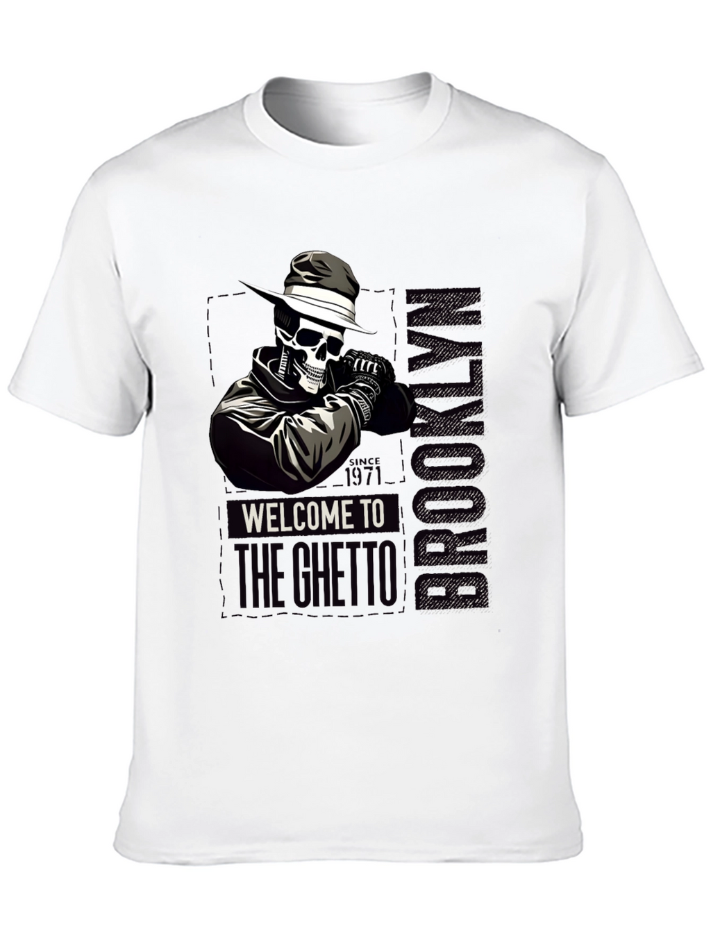 Brooklyn Ghetto Skull T-Shirt - Mens Graphic Tee