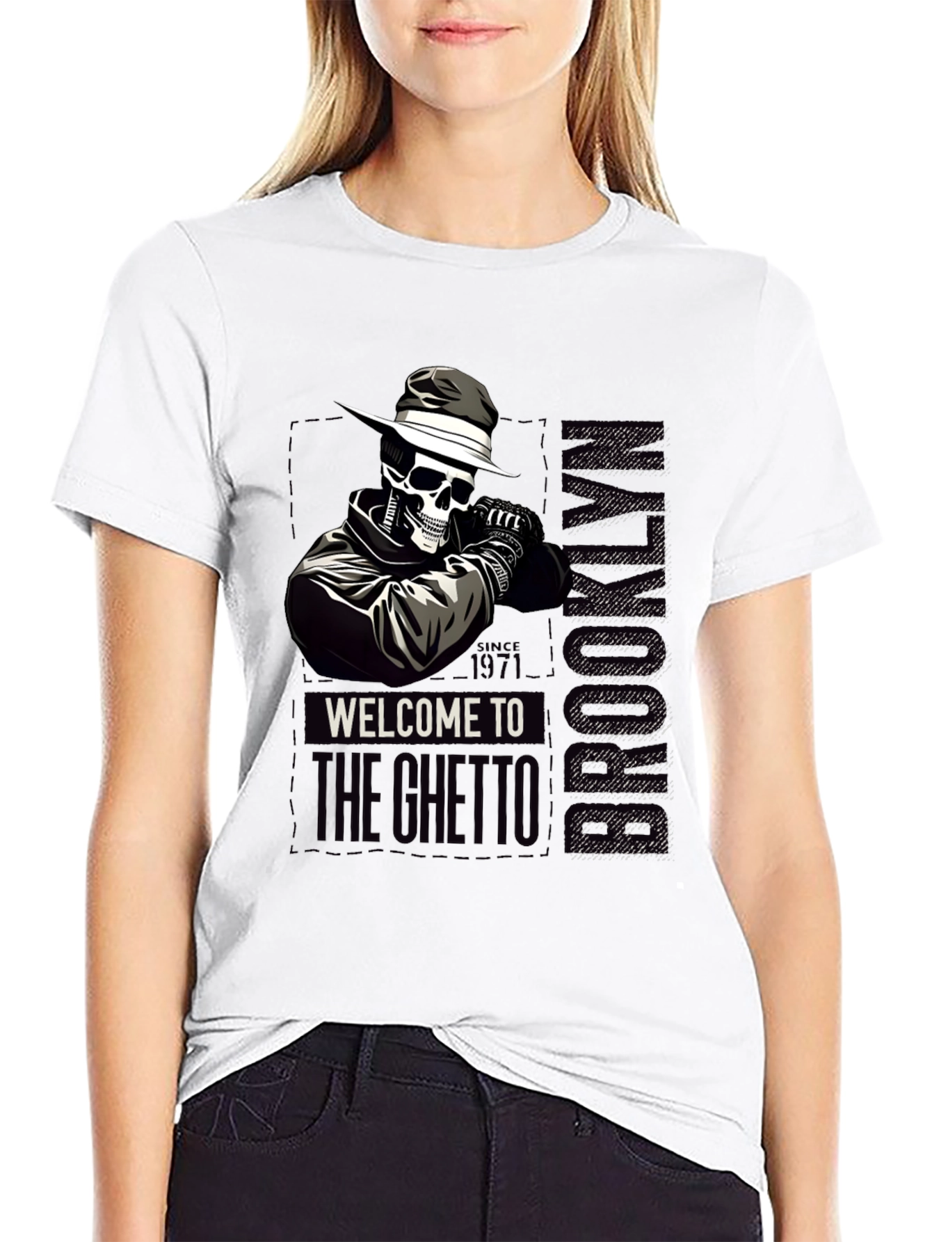 Brooklyn Ghetto Skull T-Shirt - Mens Graphic Tee