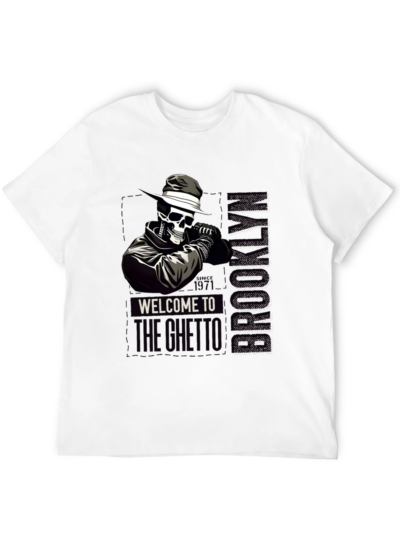 Brooklyn Ghetto Skull T-Shirt - Mens Graphic Tee