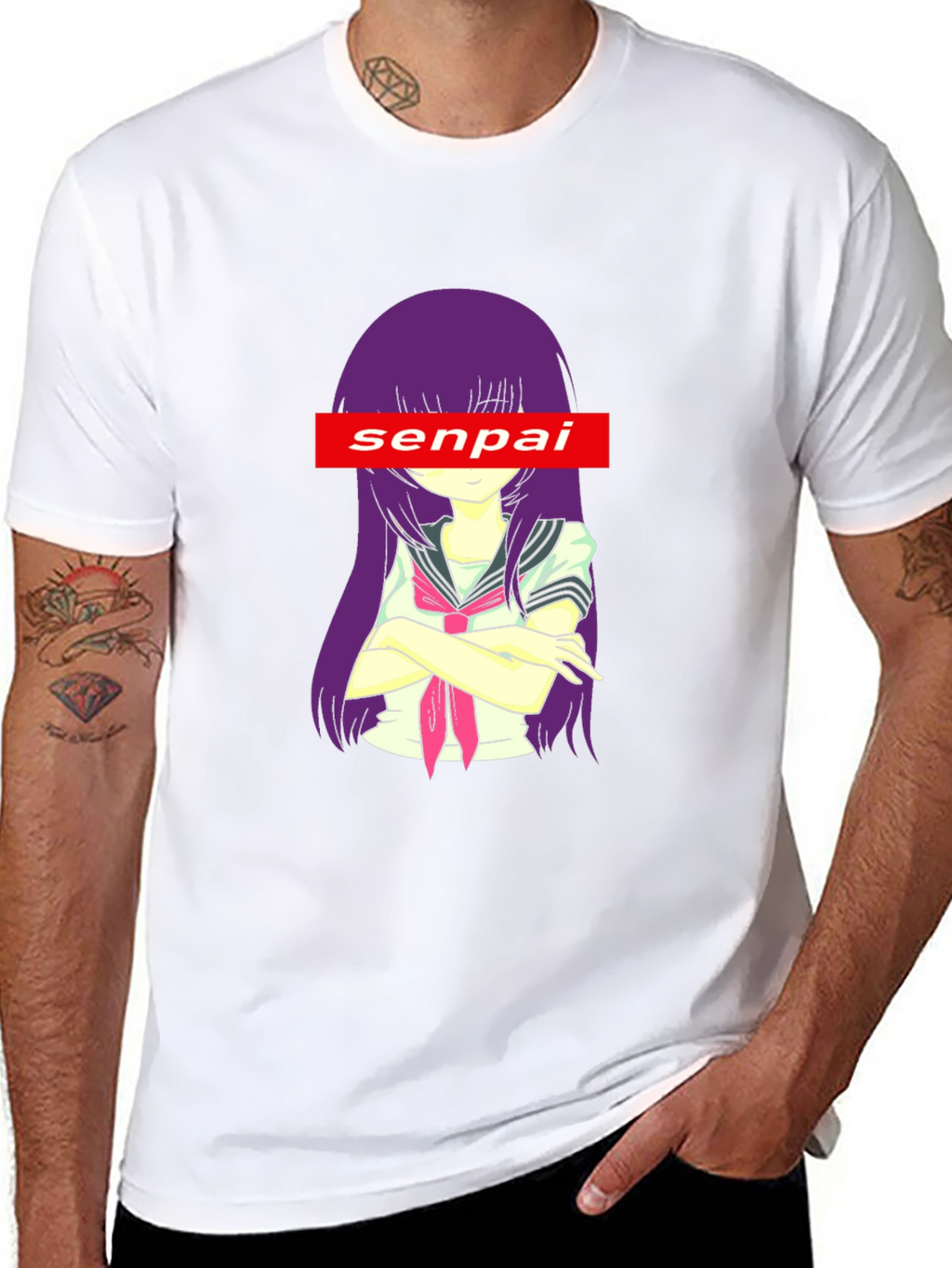 Senpai Anime Graphic Tee - Black Cotton T-Shirt