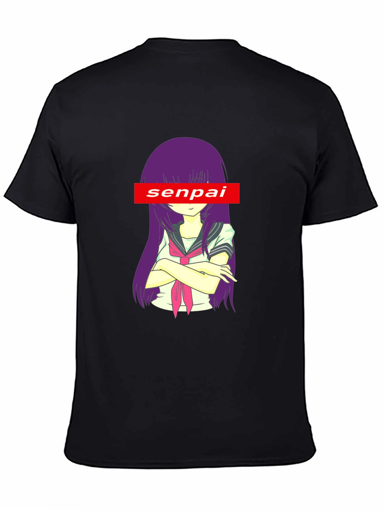 Senpai Anime Graphic Tee - Black Cotton T-Shirt