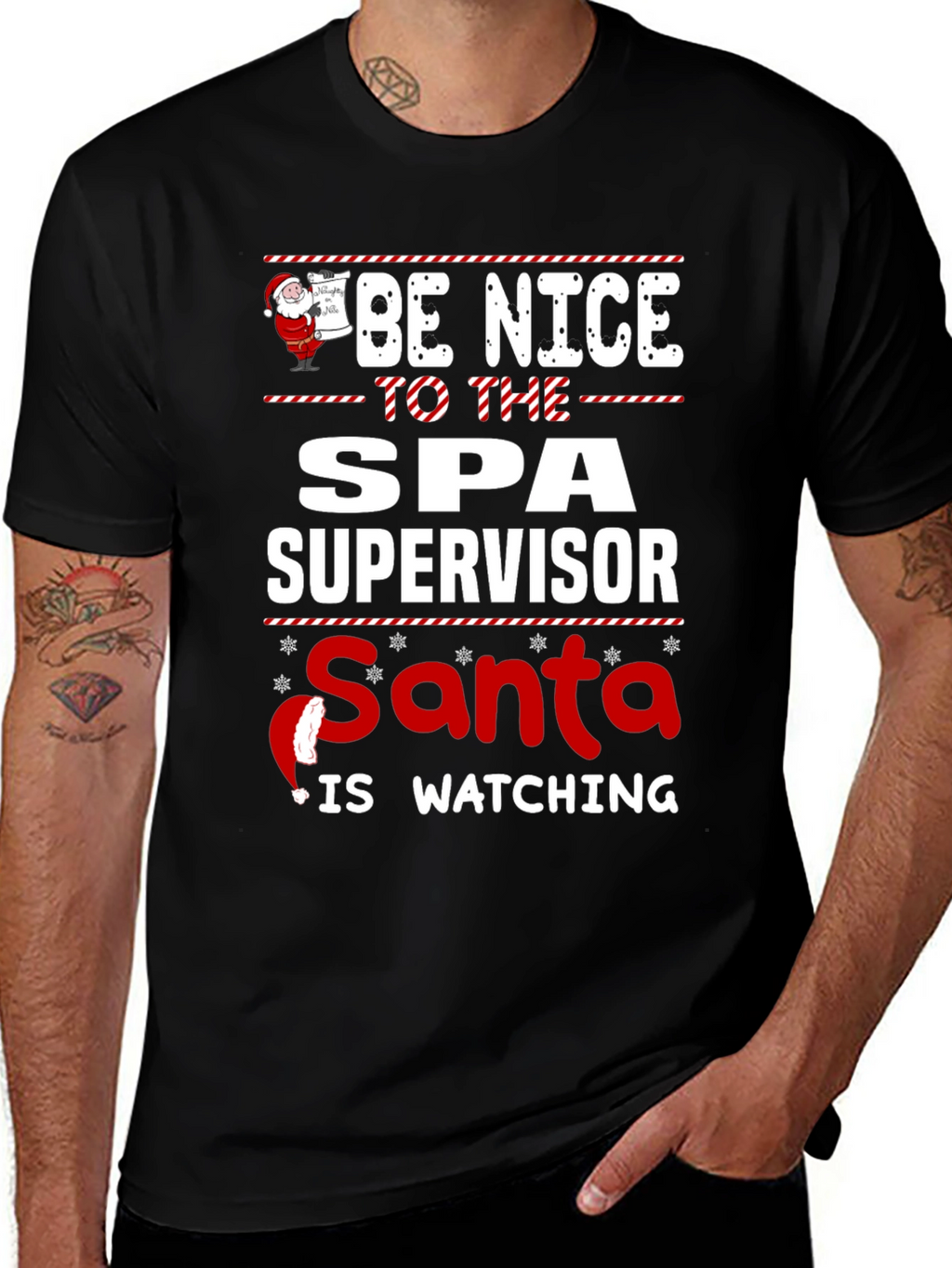 Spa Supervisor Santa Watching T-Shirt