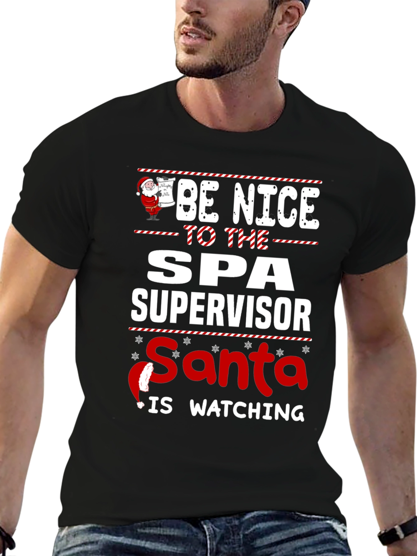 Spa Supervisor Santa Watching T-Shirt