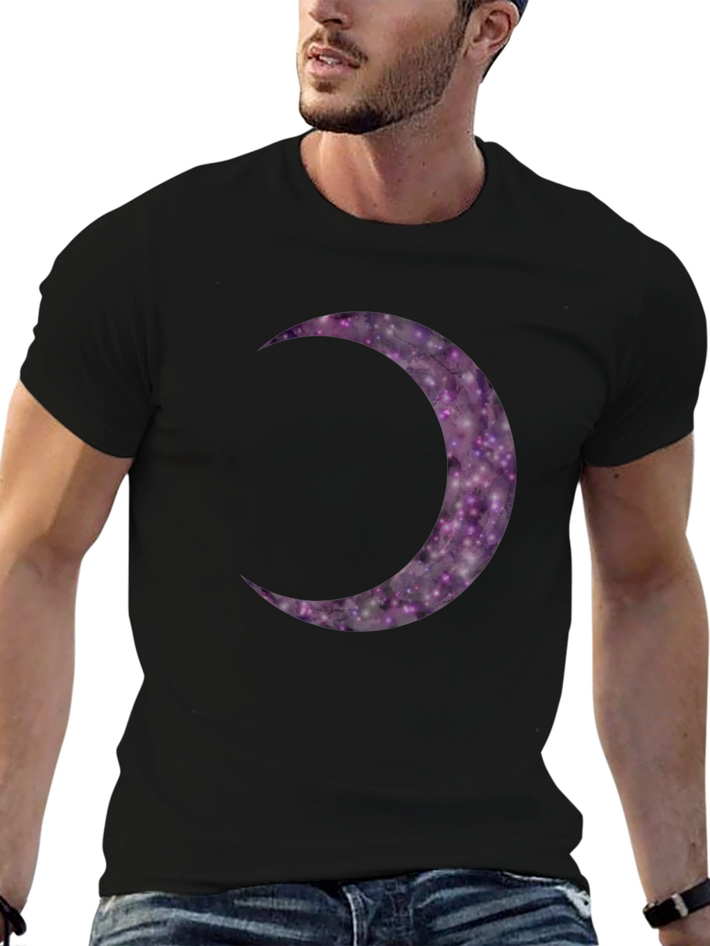 Cosmic Crescent Moon Graphic Tee