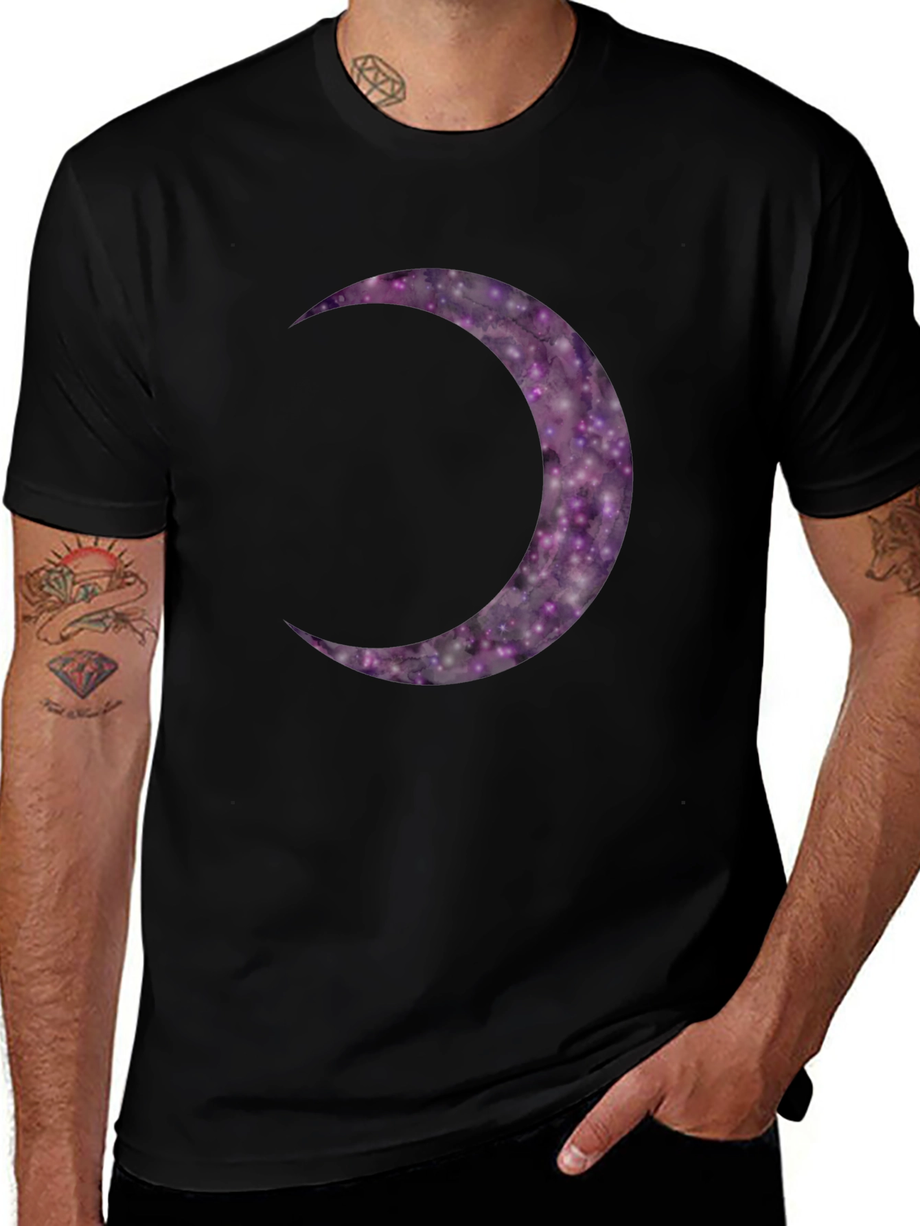 Cosmic Crescent Moon Graphic Tee