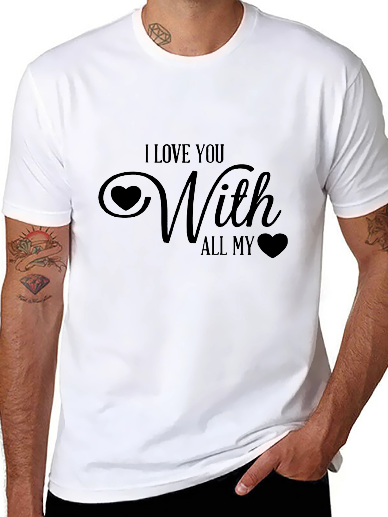 I Love You With All My Heart Black T-Shirt
