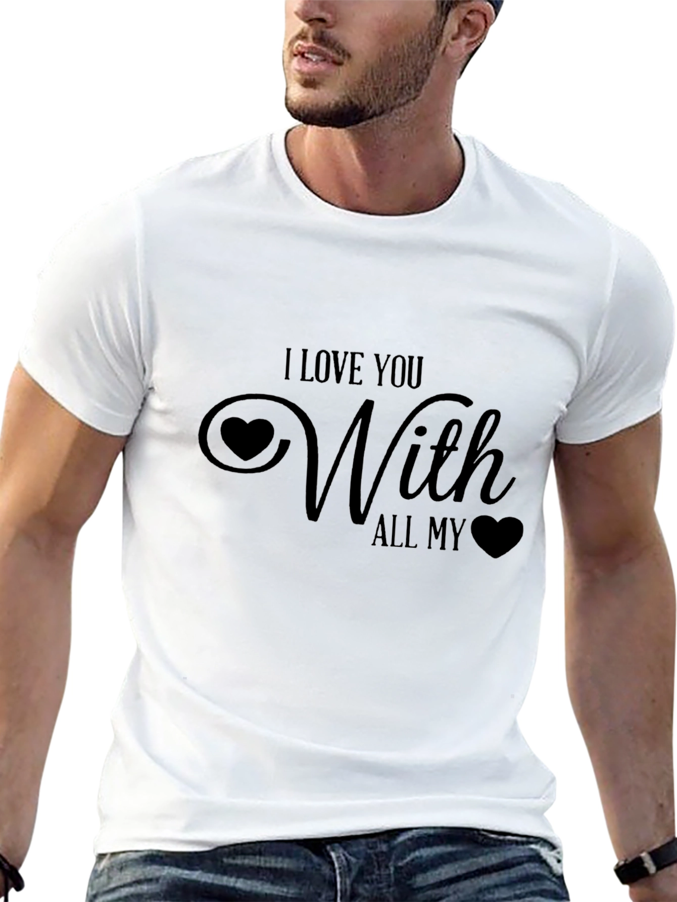 I Love You With All My Heart Black T-Shirt