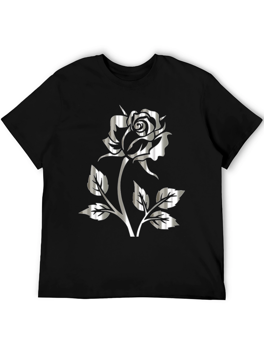 Silver Rose Graphic Black T-Shirt