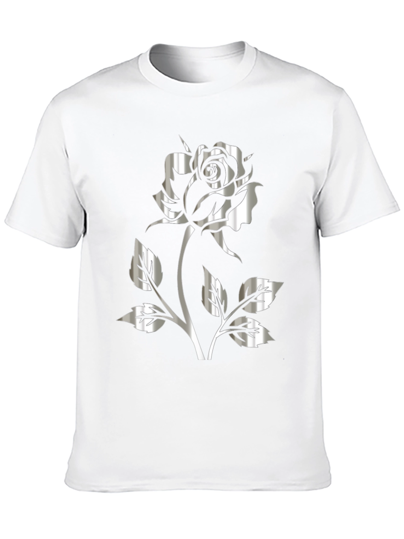 Silver Rose Graphic Black T-Shirt