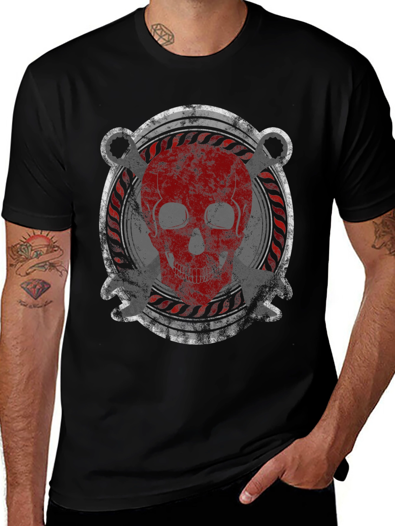 Skull & Wrenches Graphic T-Shirt - Mens Black Tee