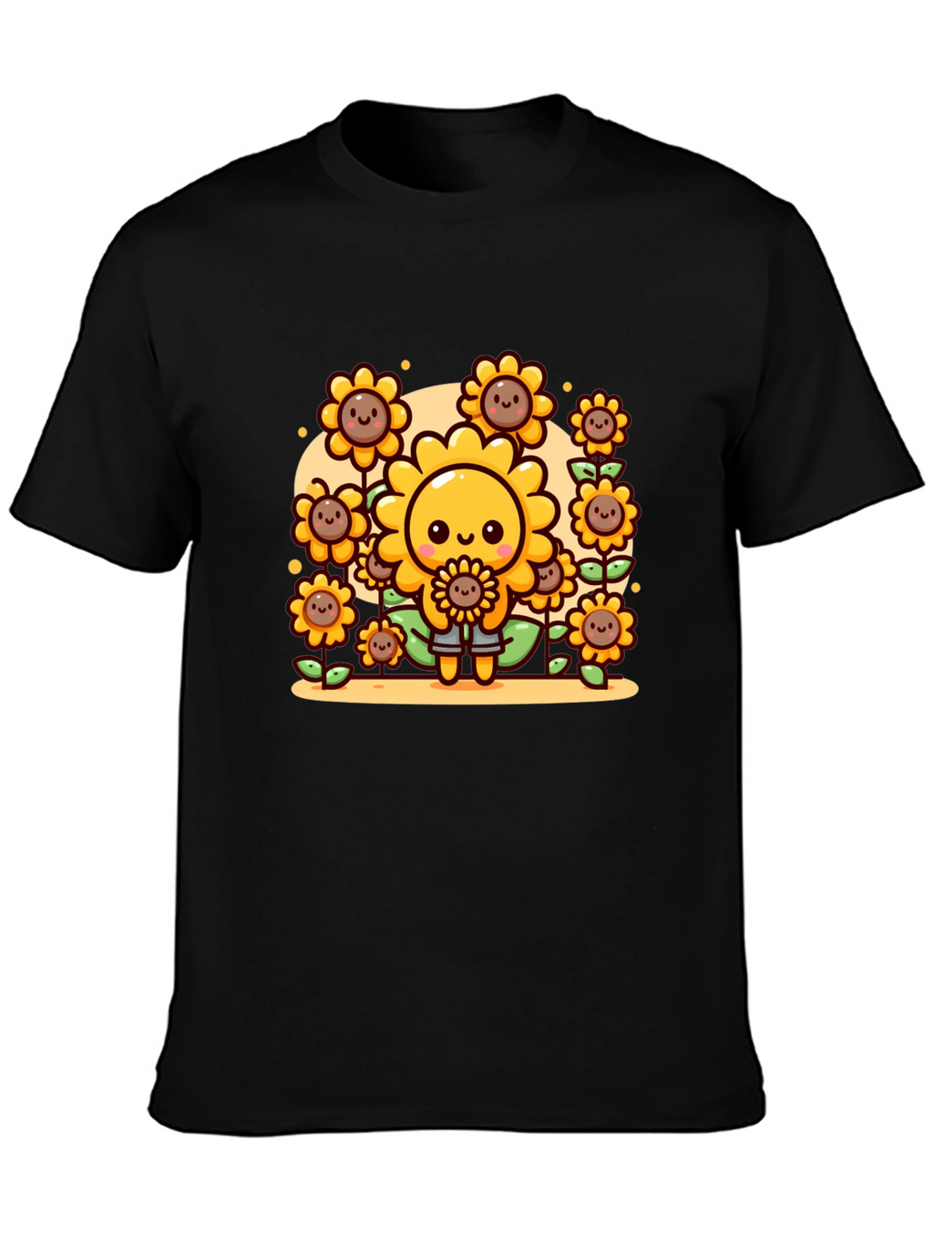 Cute Cartoon Sunflower Graphic T-Shirt