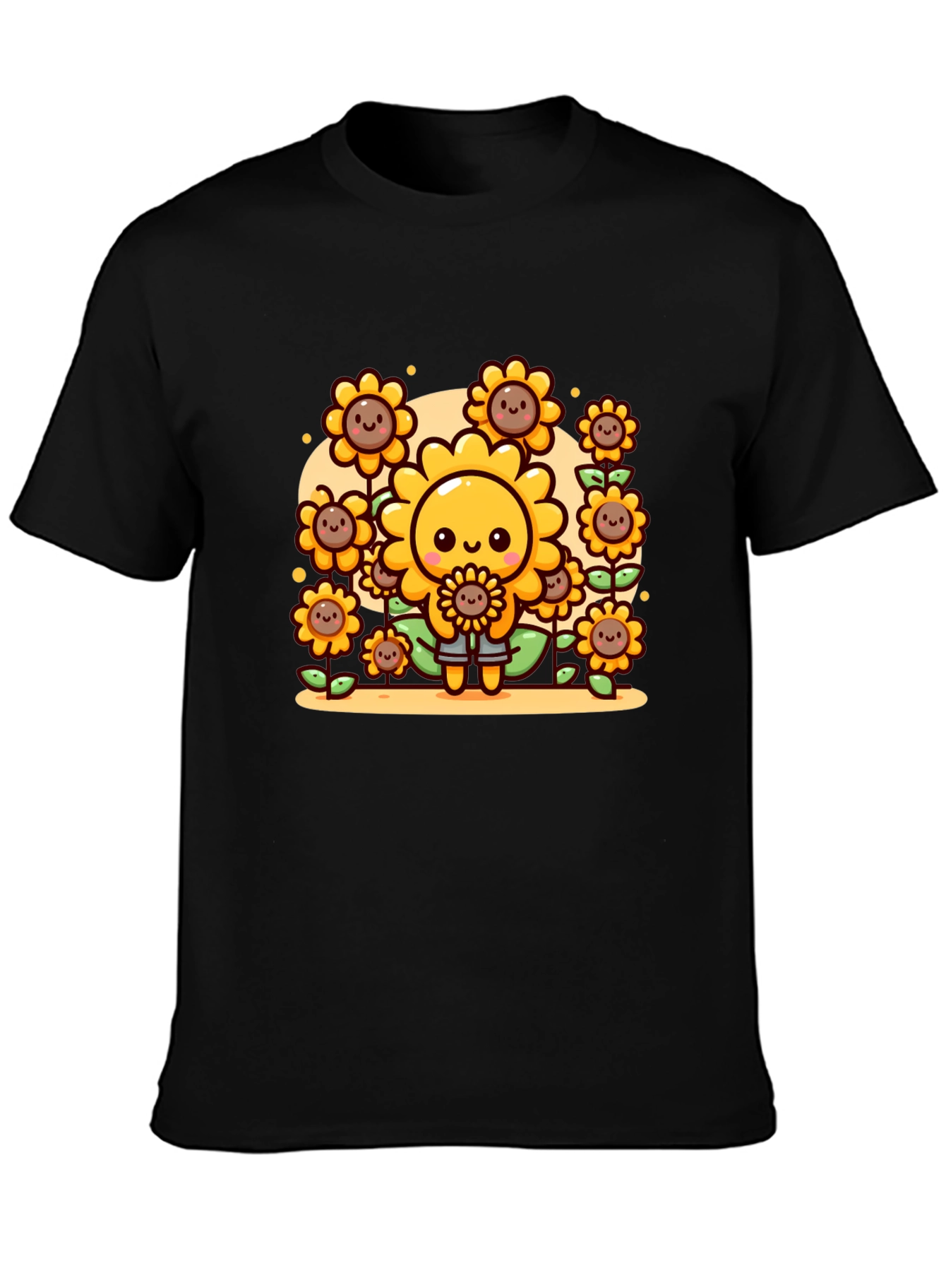 Cute Cartoon Sunflower Graphic T-Shirt