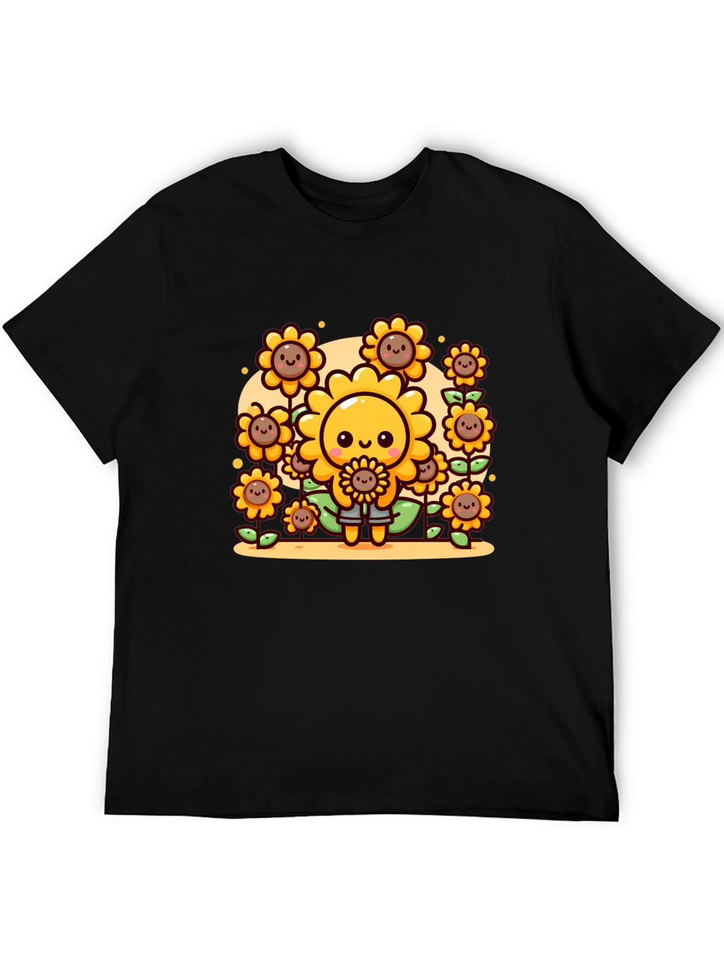 Cute Cartoon Sunflower Graphic T-Shirt