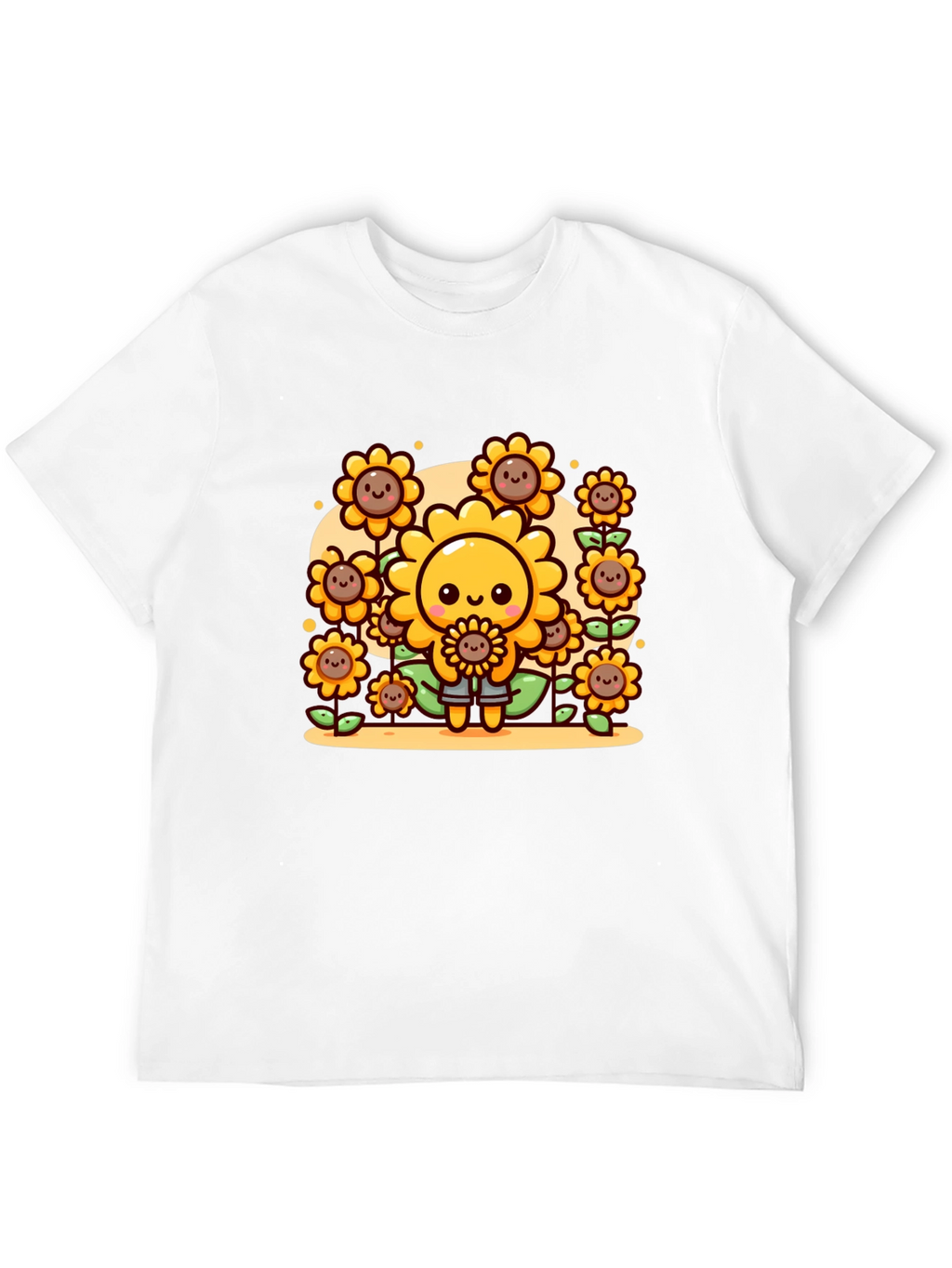 Cute Cartoon Sunflower Graphic T-Shirt
