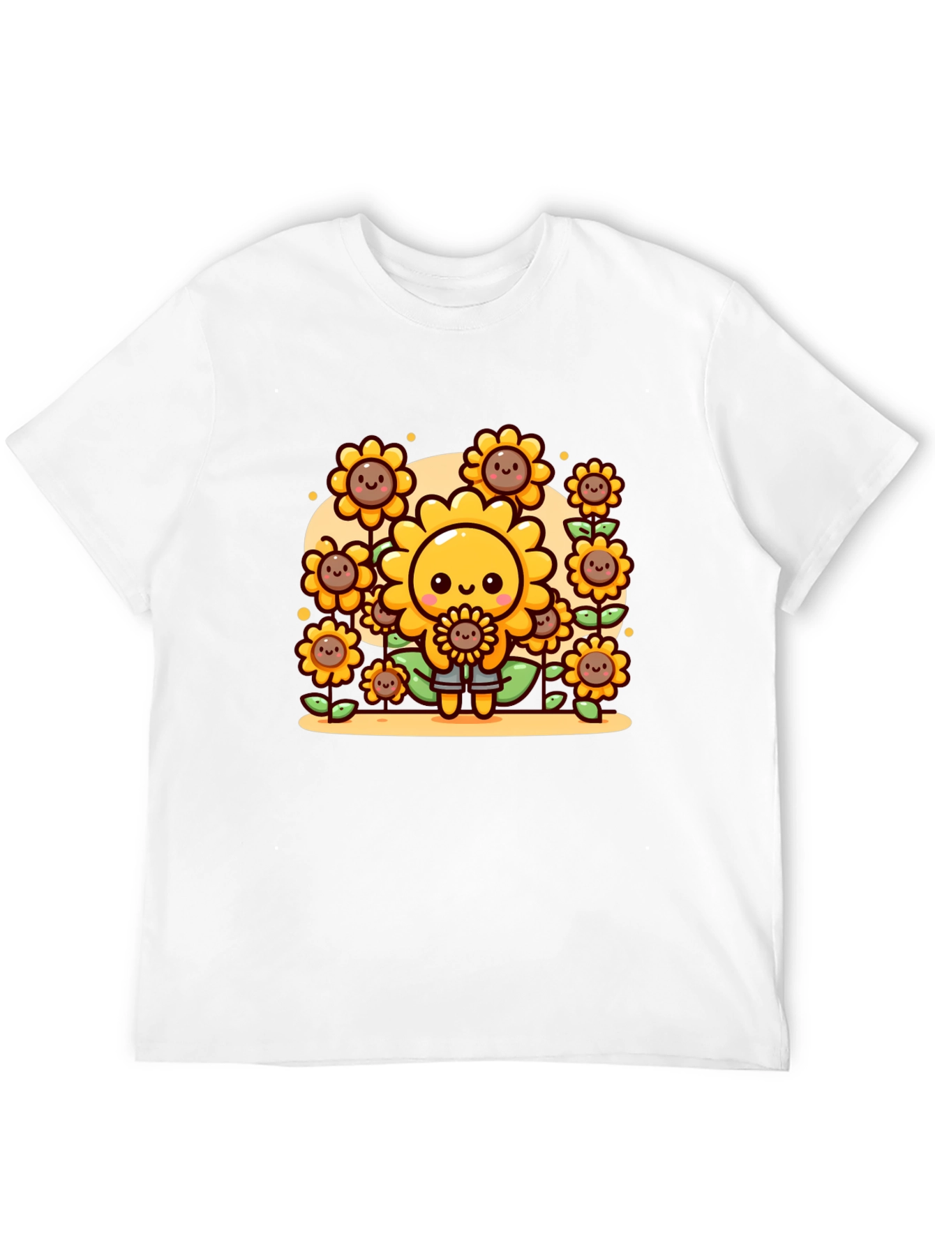 Cute Cartoon Sunflower Graphic T-Shirt