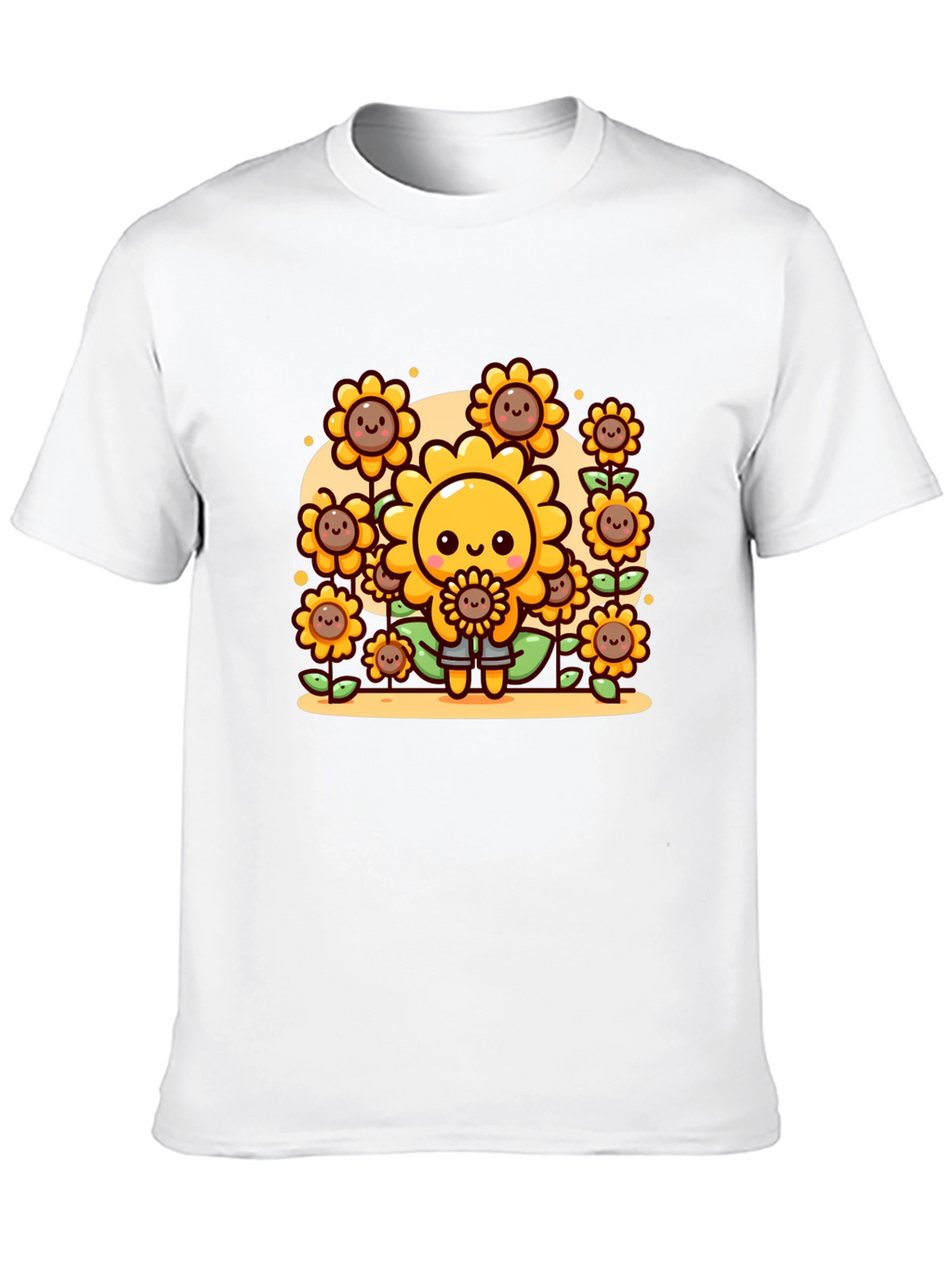 Cute Cartoon Sunflower Graphic T-Shirt