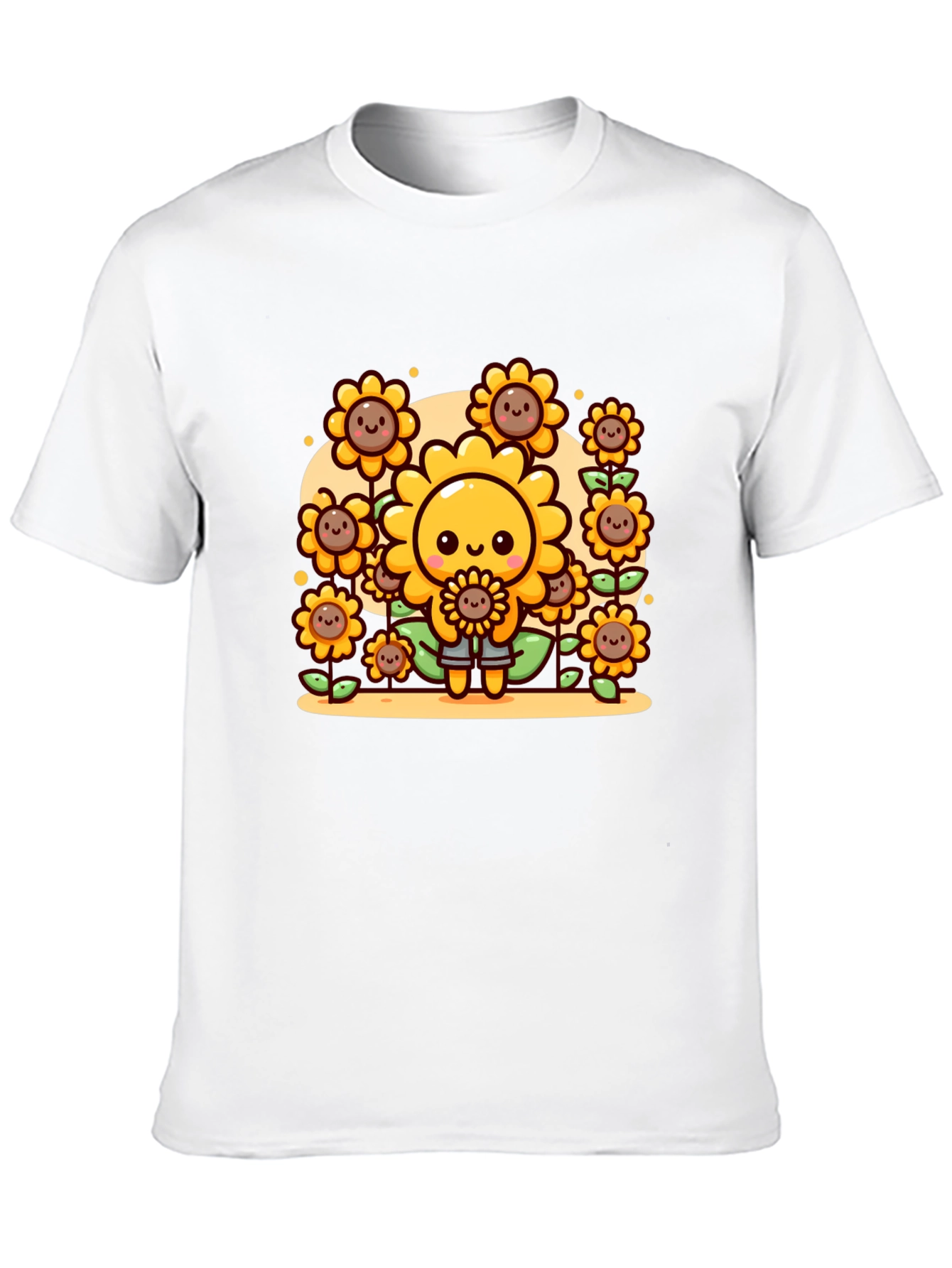 Cute Cartoon Sunflower Graphic T-Shirt