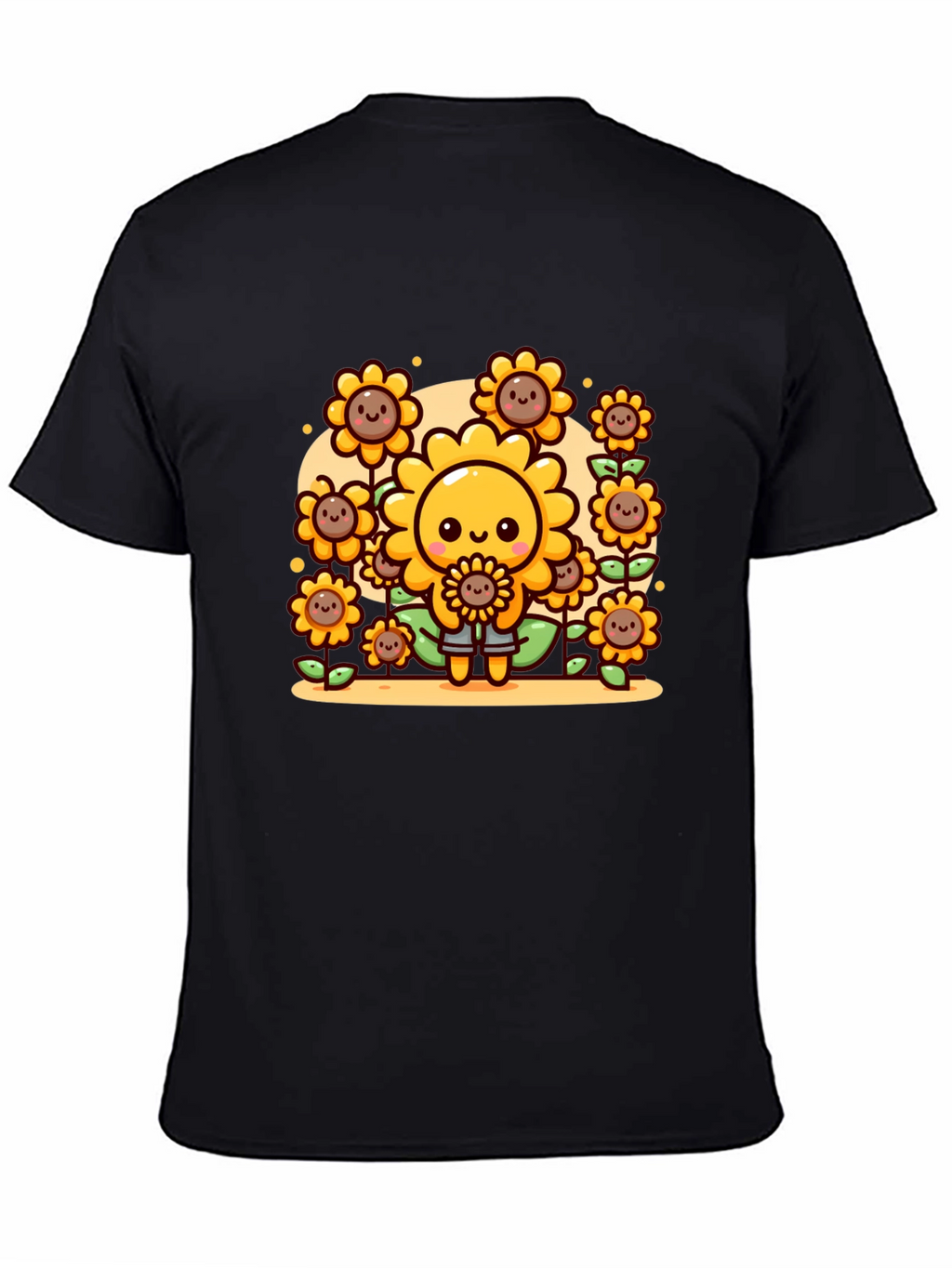Cute Cartoon Sunflower Graphic T-Shirt