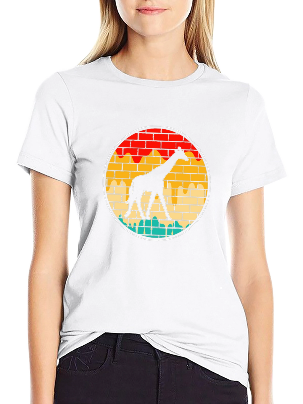 Giraffe Brick Wall Graphic Tee
