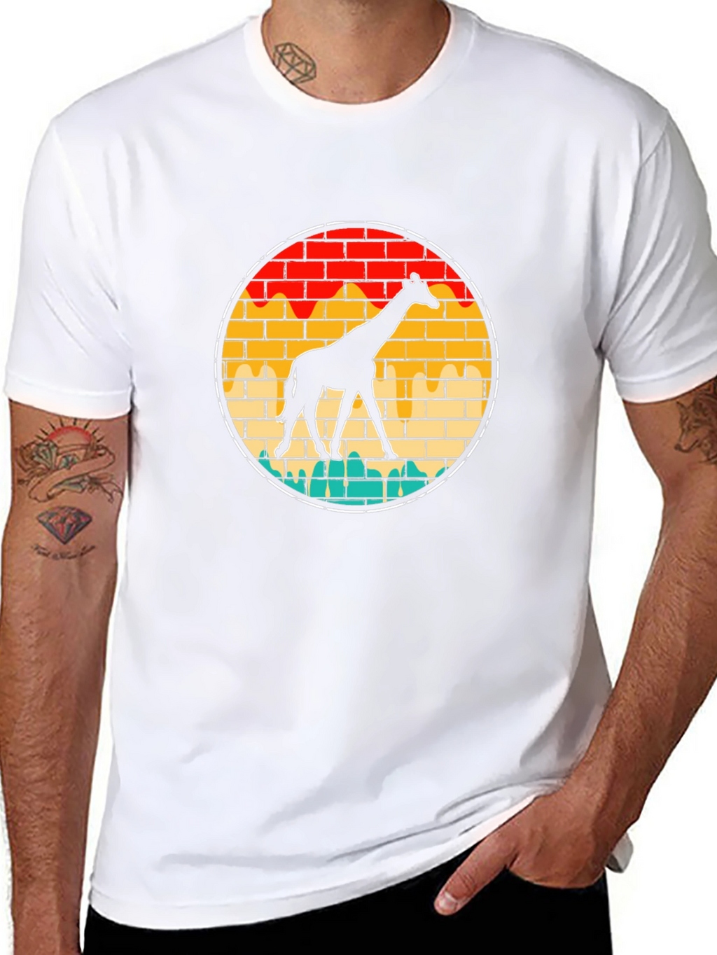 Giraffe Brick Wall Graphic Tee