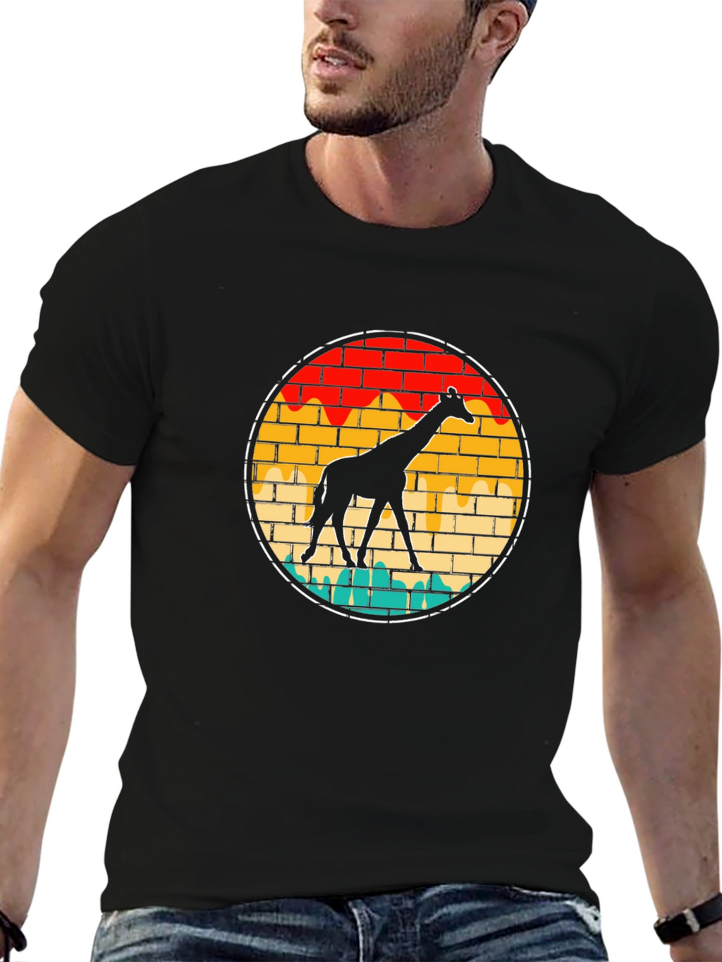 Giraffe Brick Wall Graphic Tee