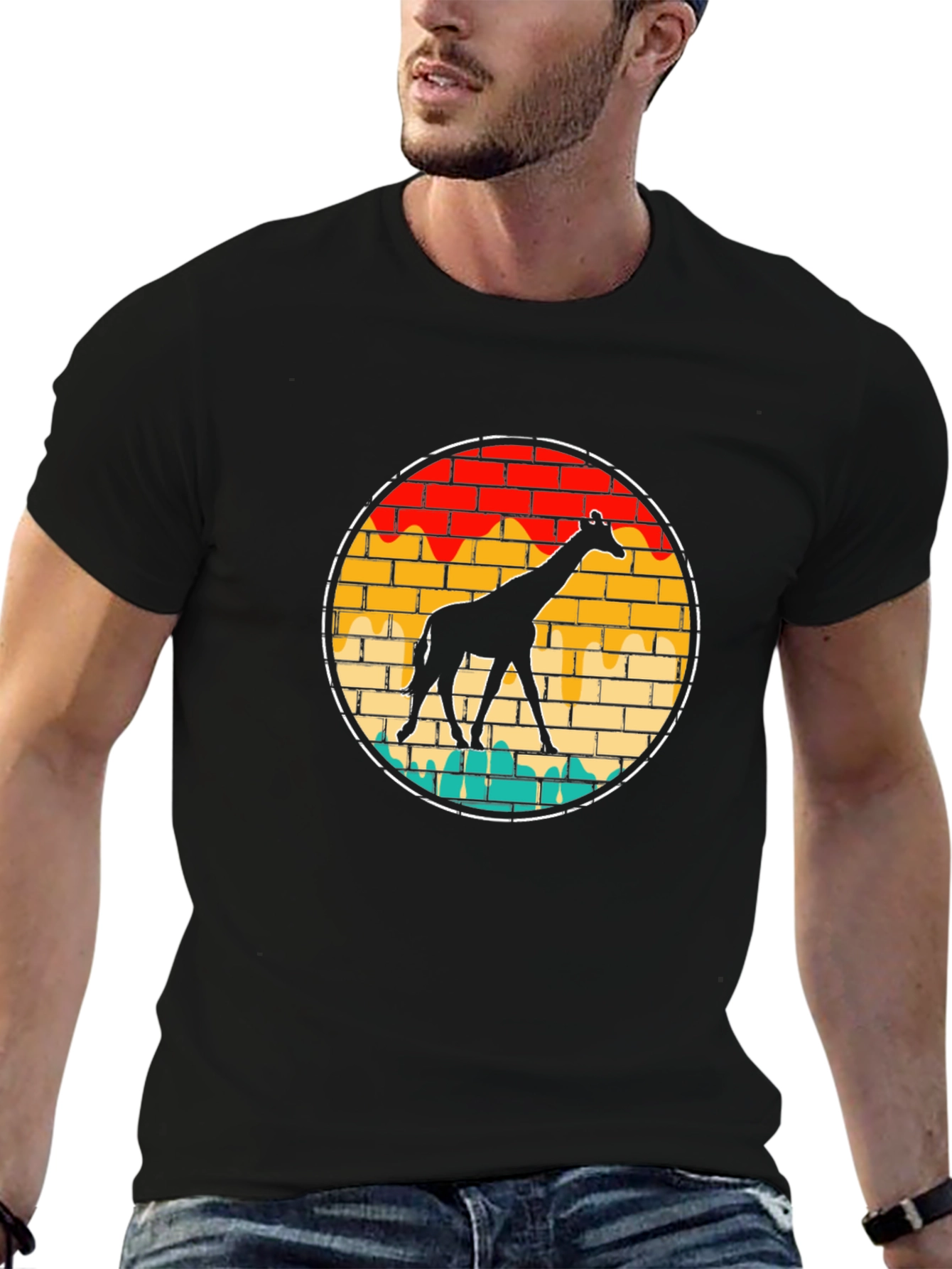Giraffe Brick Wall Graphic Tee