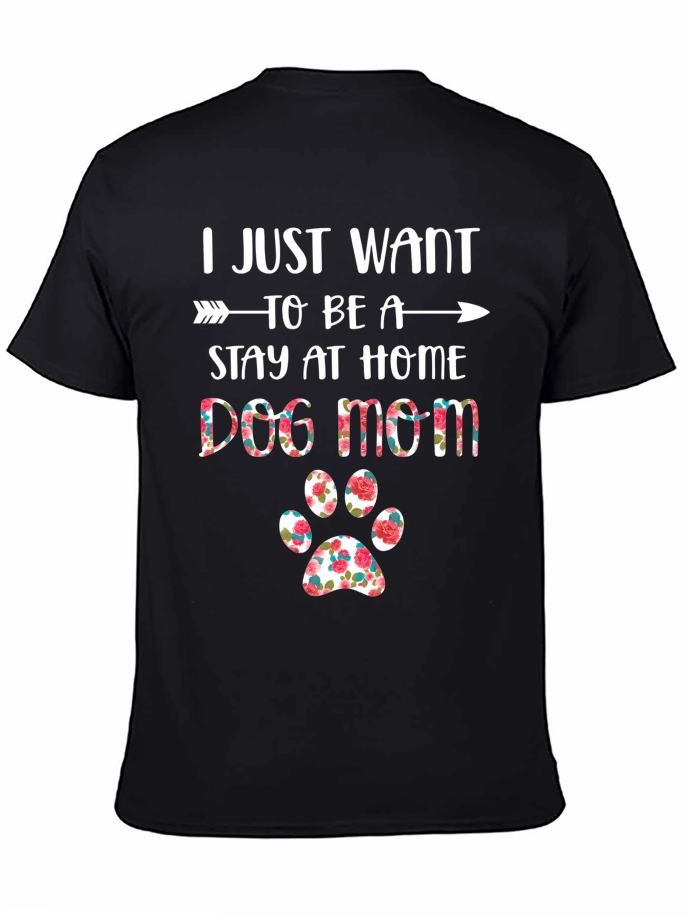 Dog Mom T-Shirt - Floral Paw Print