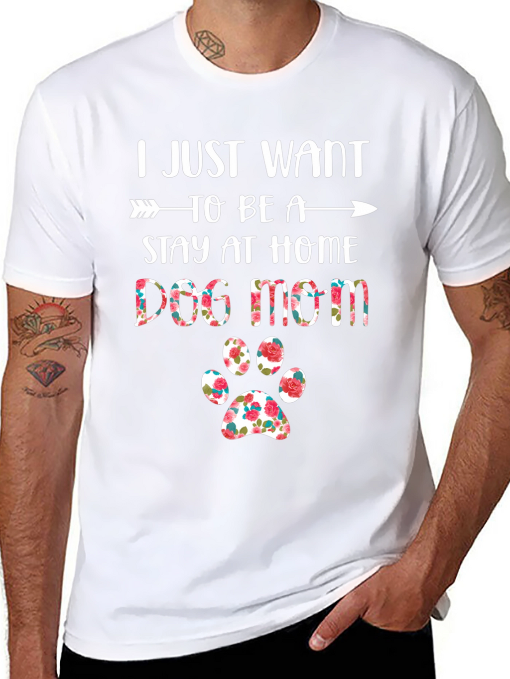 Dog Mom T-Shirt - Floral Paw Print