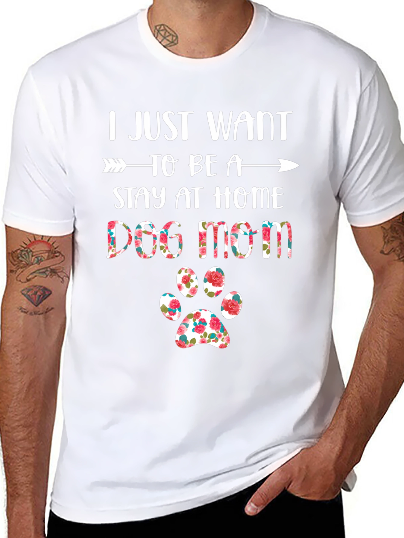 Dog Mom T-Shirt - Floral Paw Print