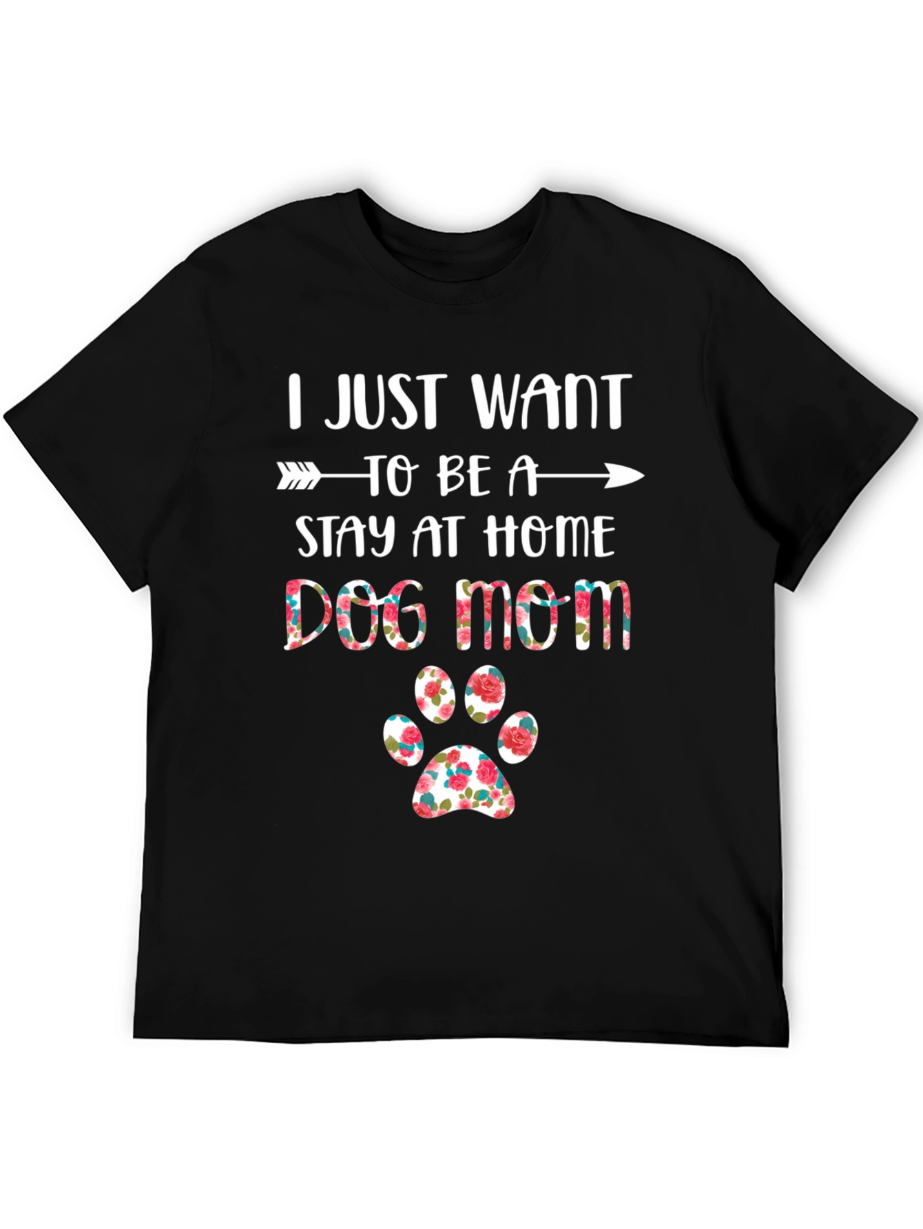 Dog Mom T-Shirt - Floral Paw Print