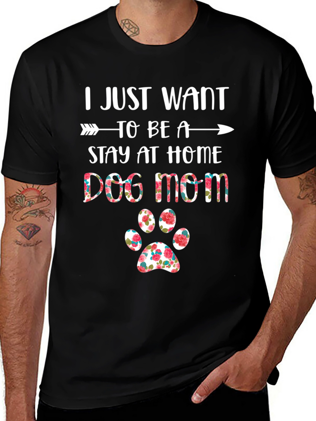 Dog Mom T-Shirt - Floral Paw Print