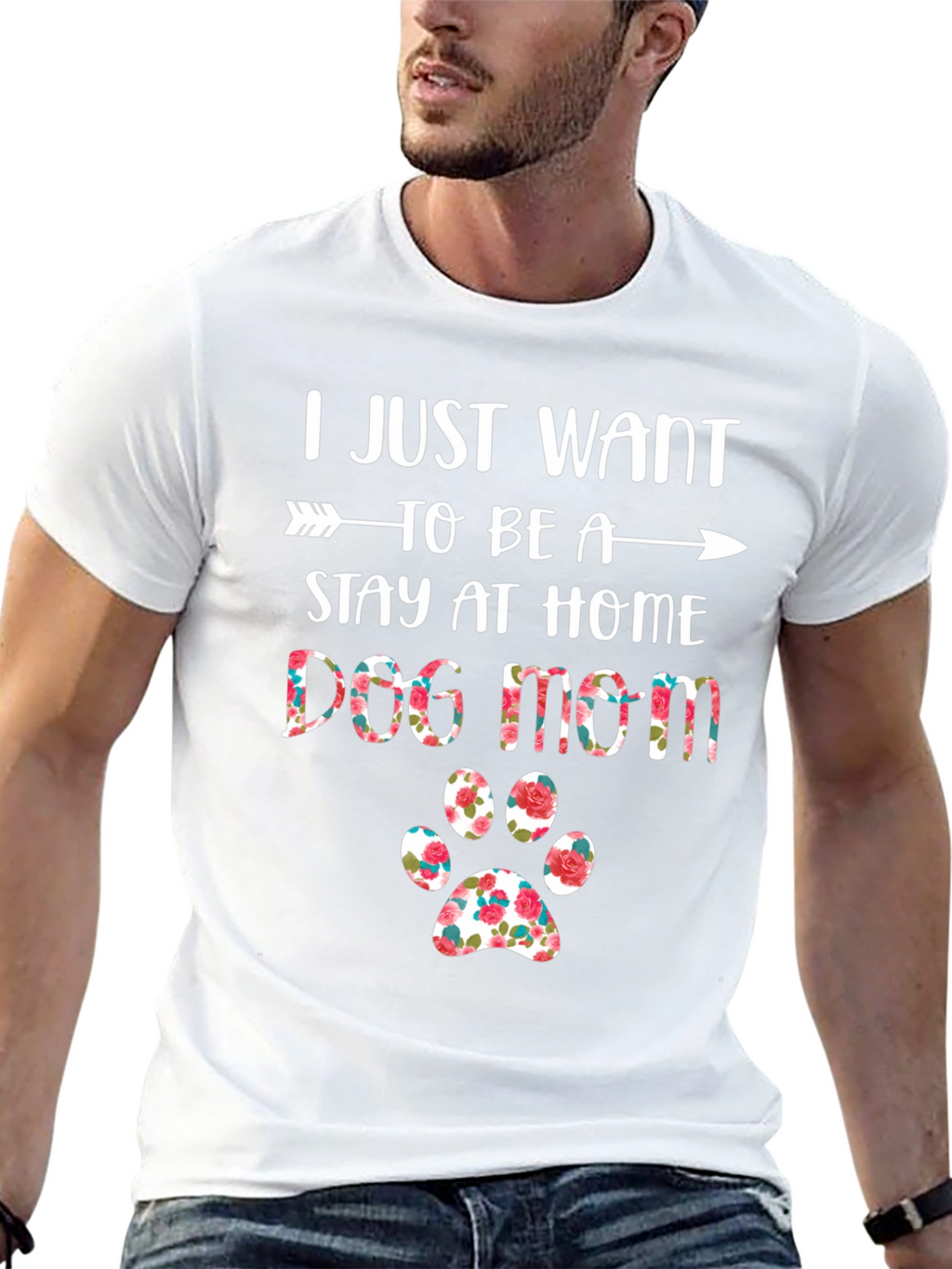 Dog Mom T-Shirt - Floral Paw Print