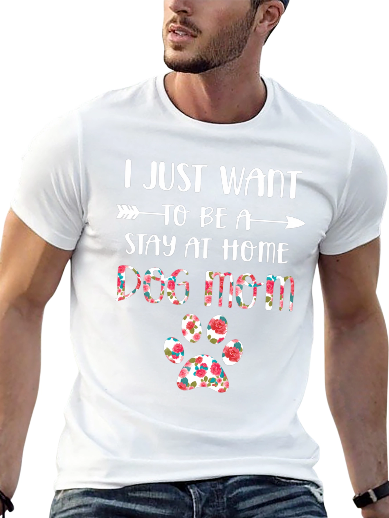 Dog Mom T-Shirt - Floral Paw Print
