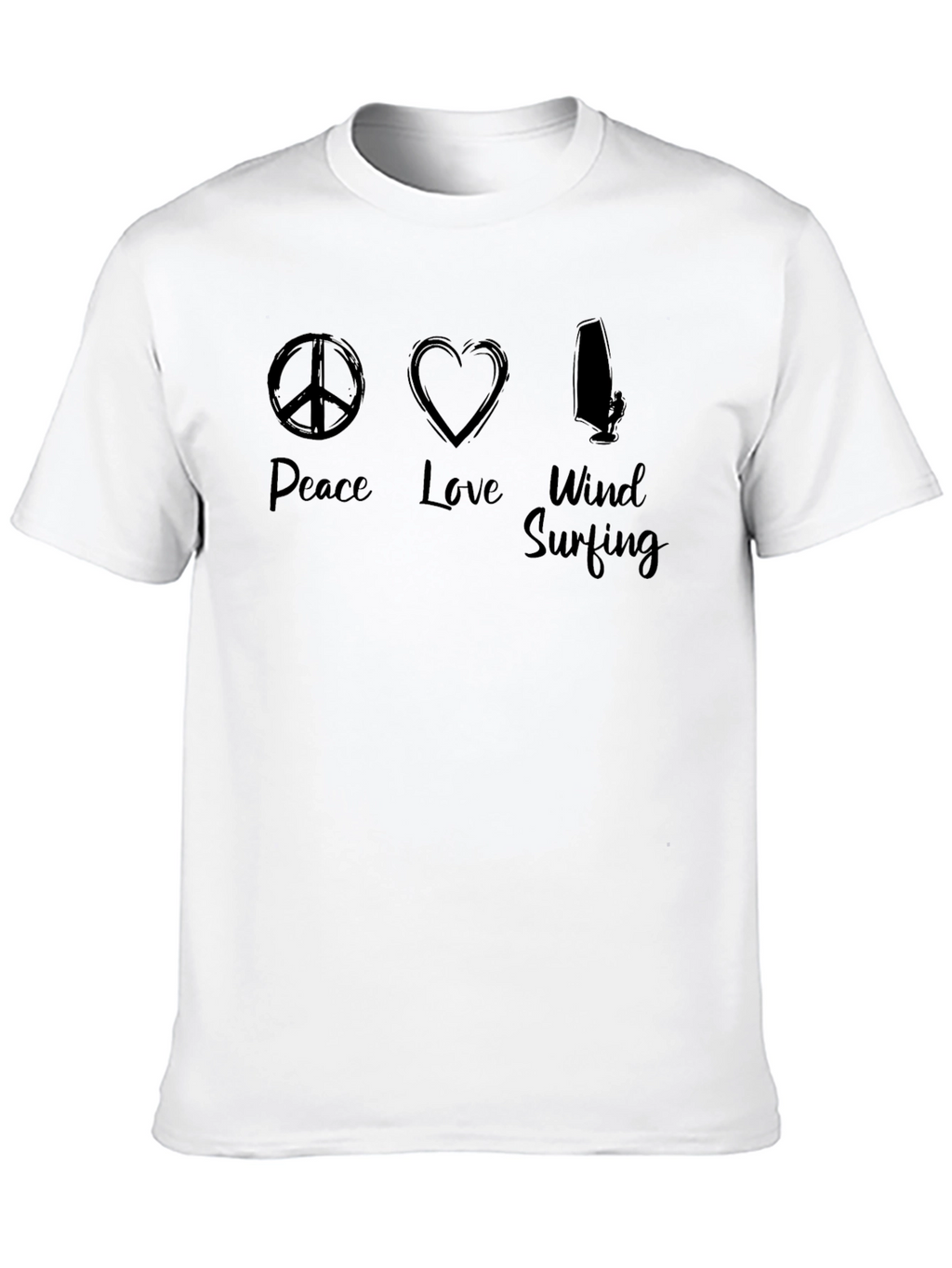 Peace Love Windsurfing Black T-Shirt