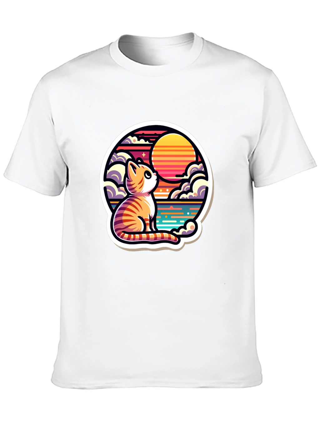 Cat Sunset Graphic Tee - Unique Design