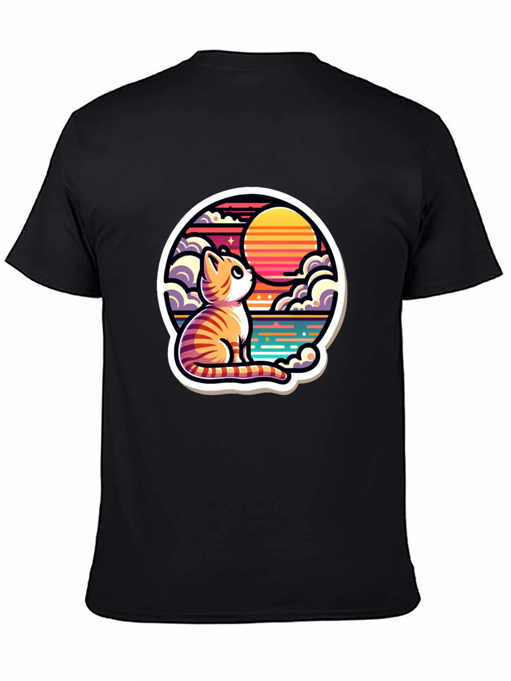 Cat Sunset Graphic Tee - Unique Design
