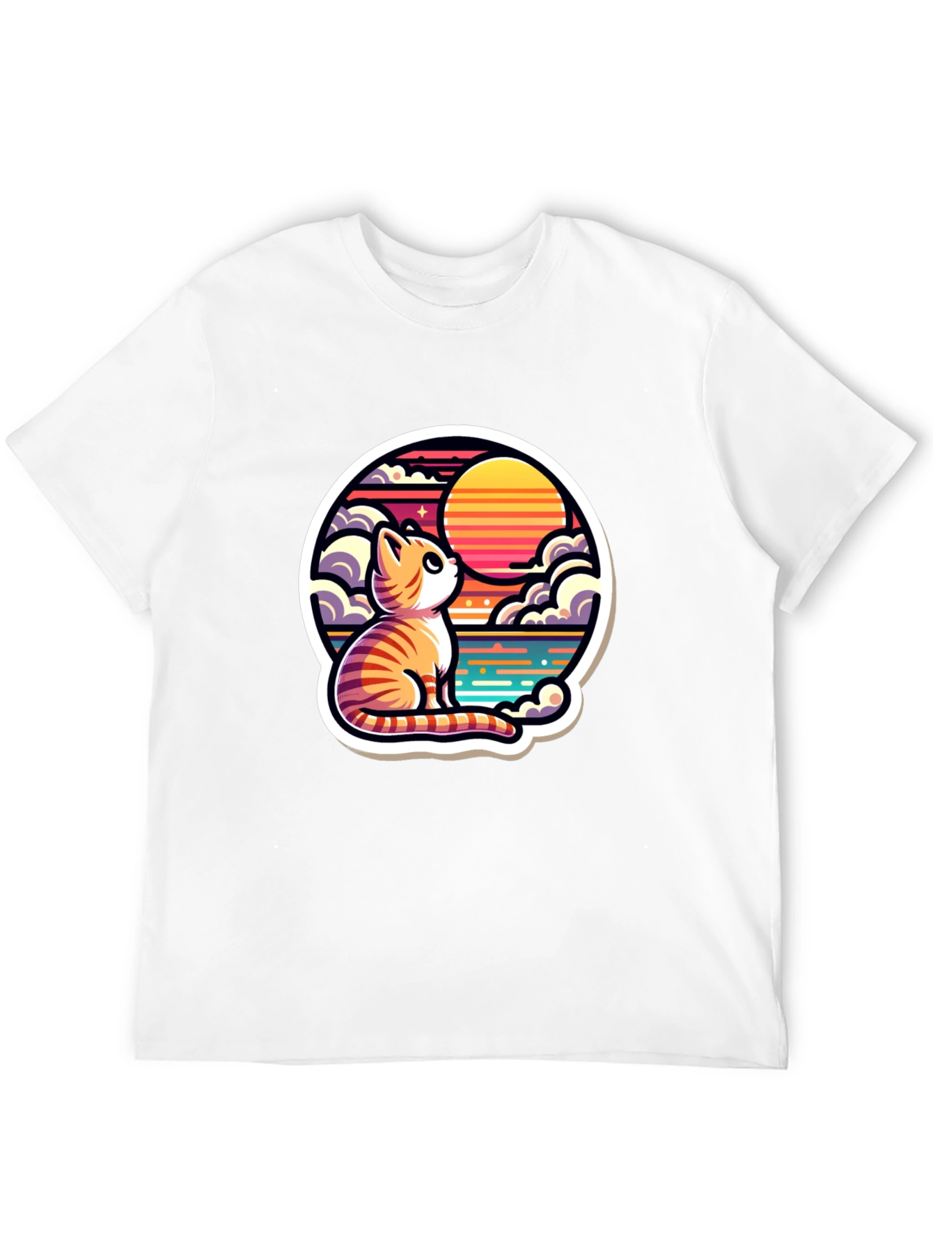 Cat Sunset Graphic Tee - Unique Design