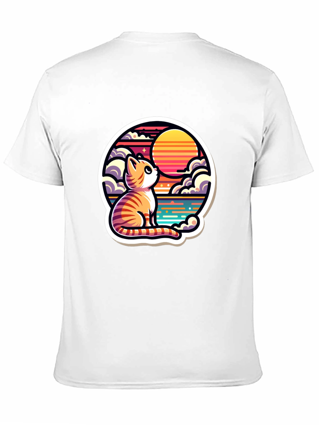 Cat Sunset Graphic Tee - Unique Design