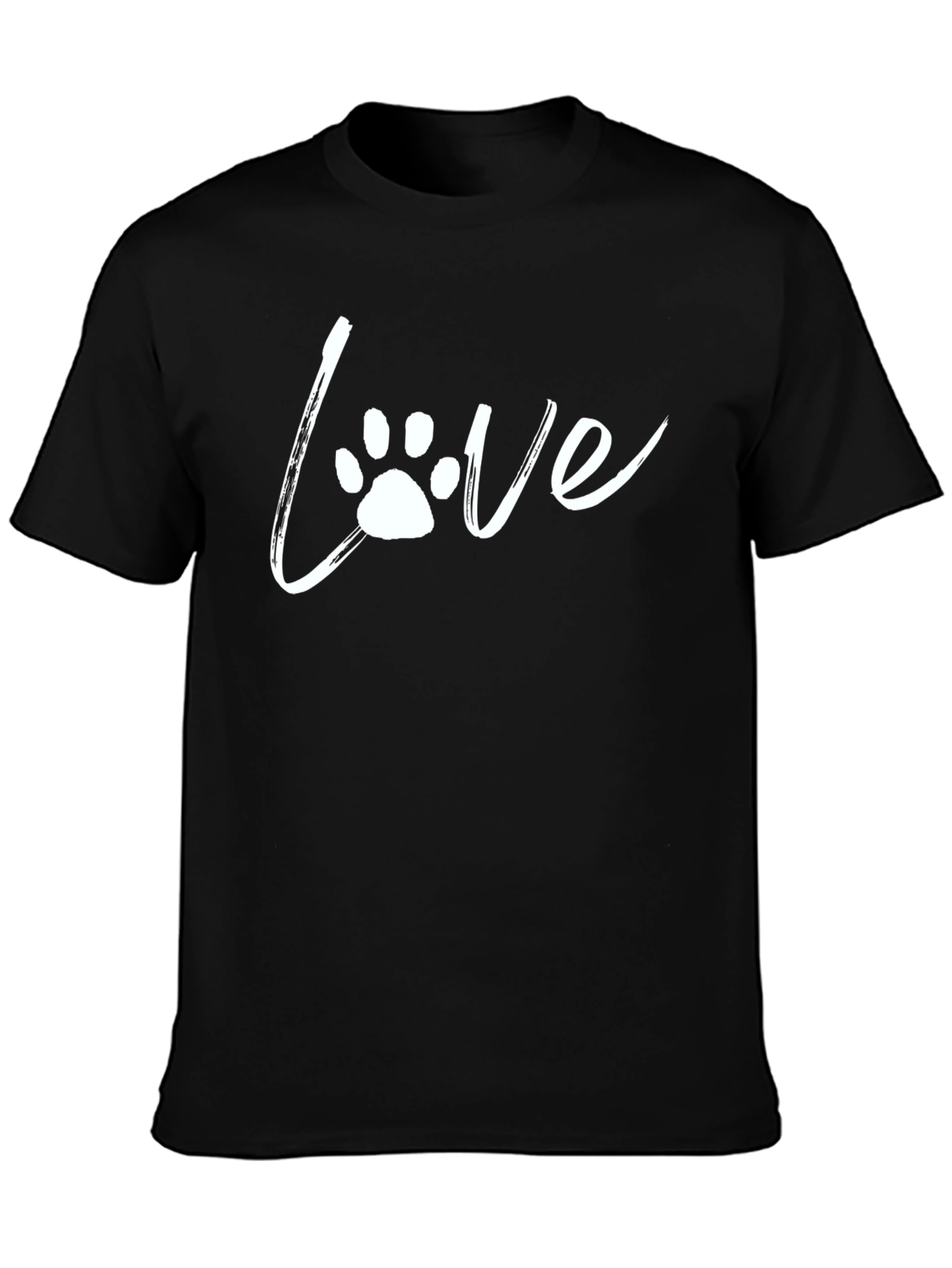 Love Paw Print T-Shirt - Casual Black Tee