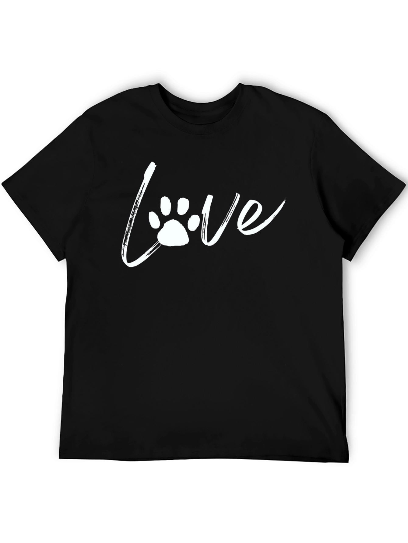 Love Paw Print T-Shirt - Casual Black Tee