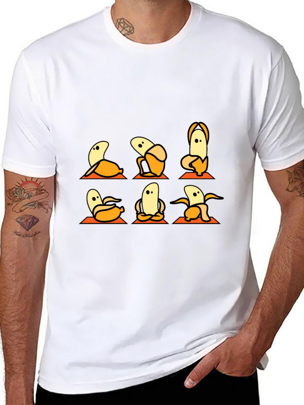 Banana Yoga Black T-Shirt - Funny Fruit Exercise Tee