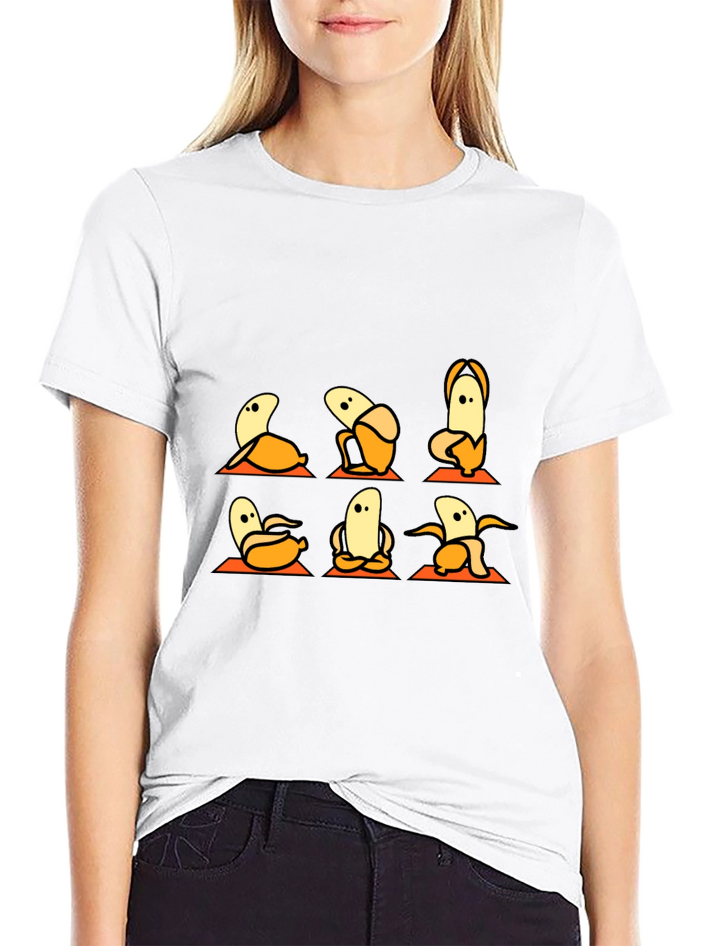 Banana Yoga Black T-Shirt - Funny Fruit Exercise Tee