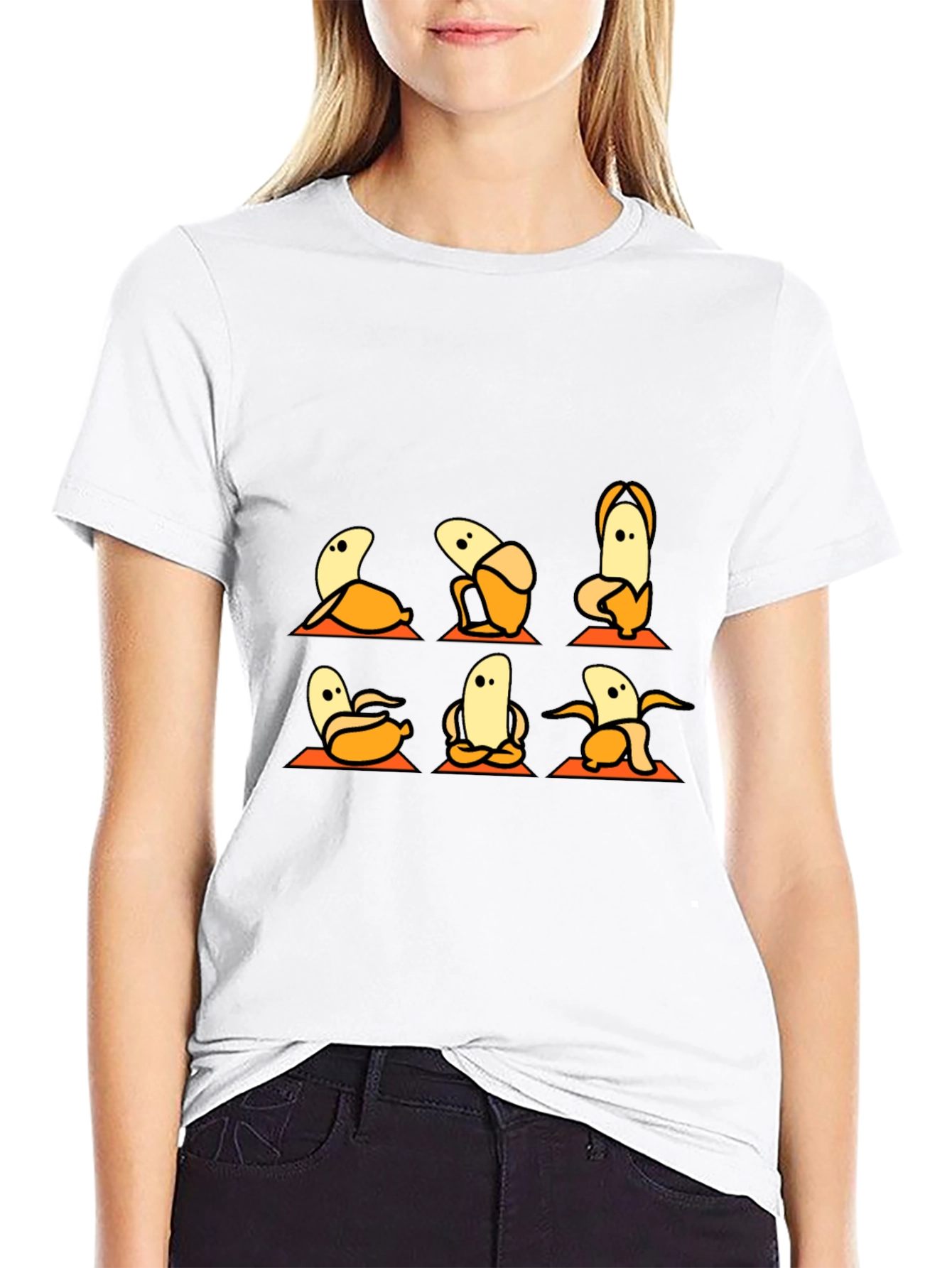 Banana Yoga Black T-Shirt - Funny Fruit Exercise Tee