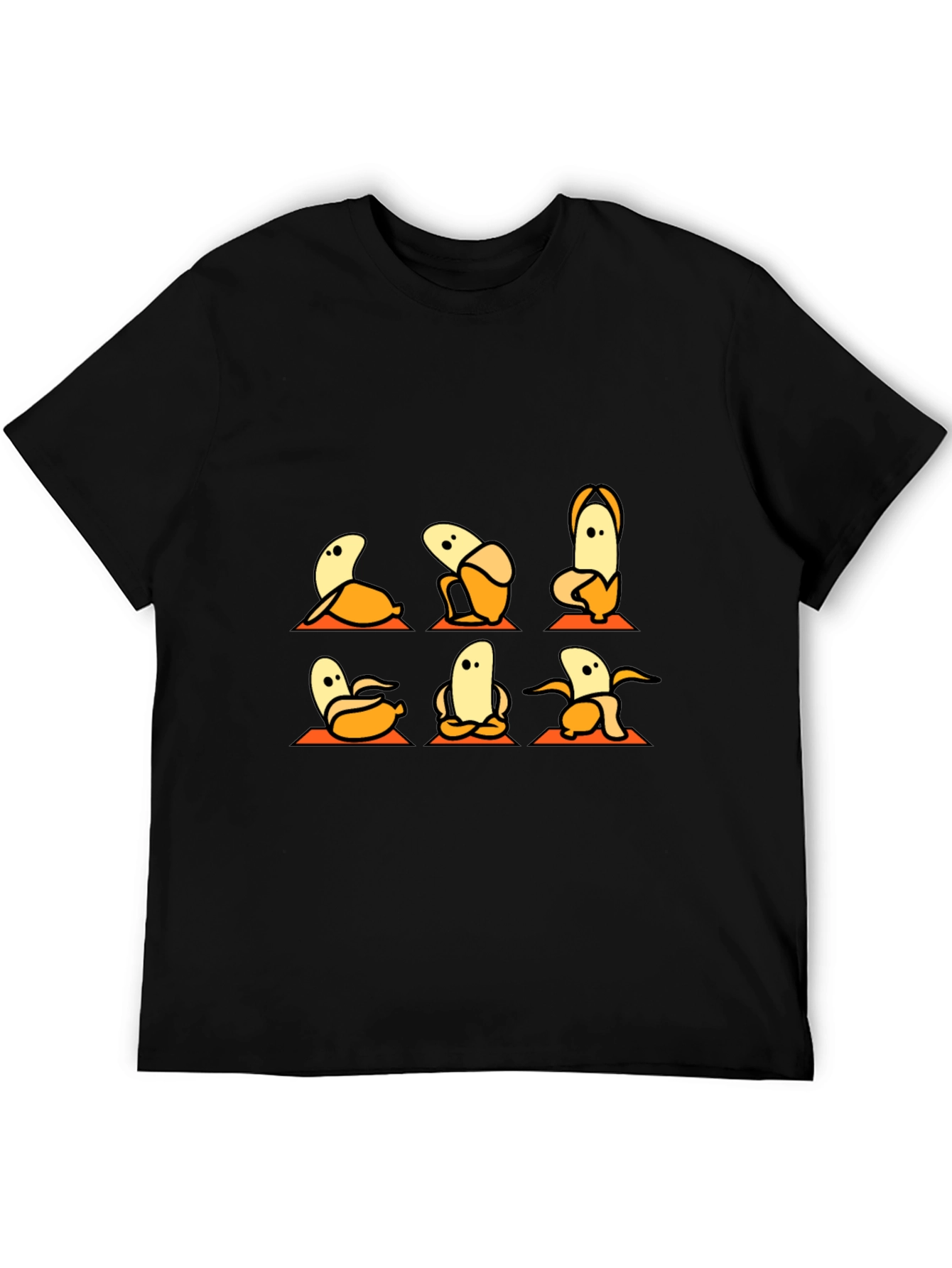 Banana Yoga Black T-Shirt - Funny Fruit Exercise Tee