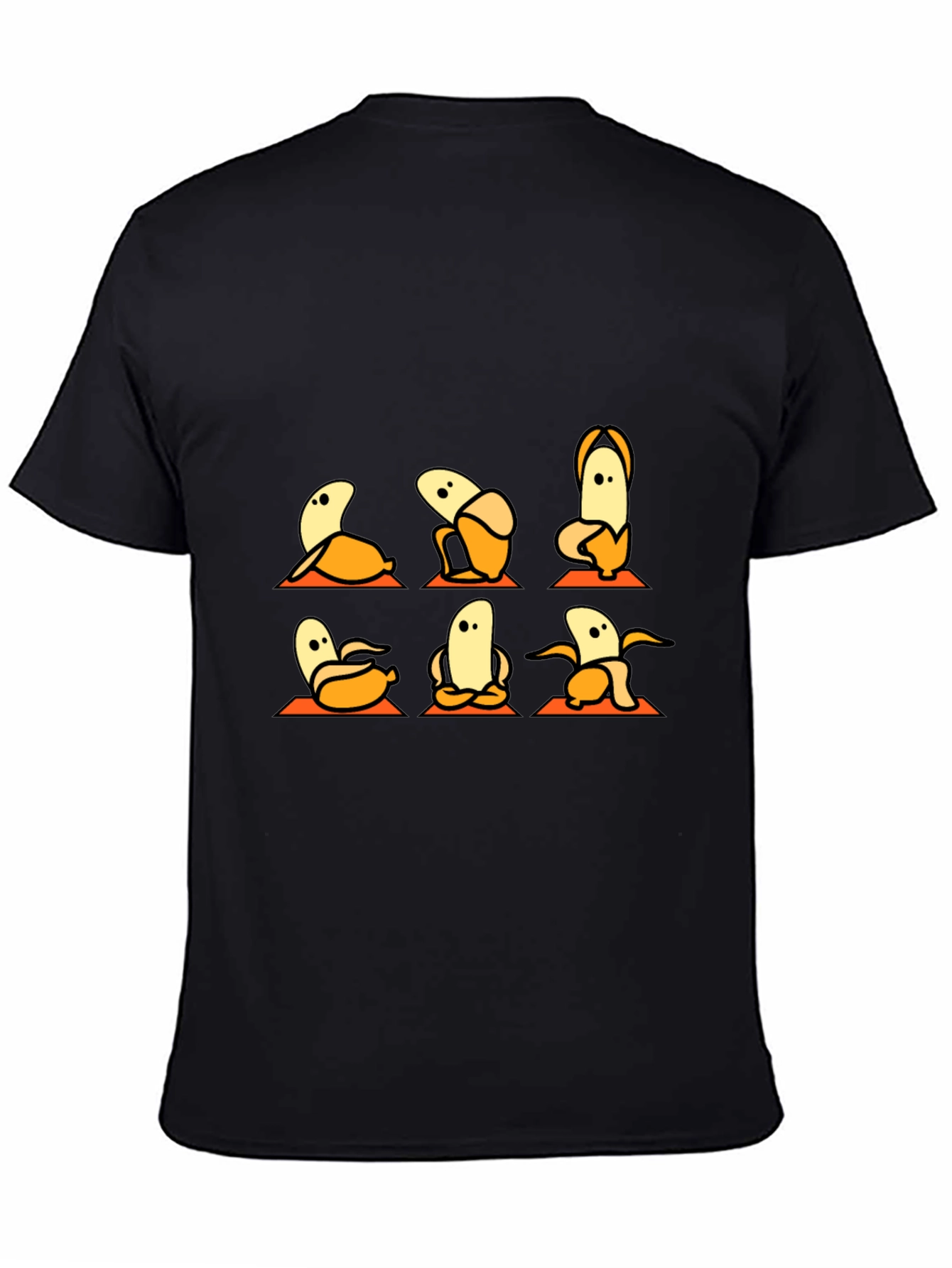 Banana Yoga Black T-Shirt - Funny Fruit Exercise Tee