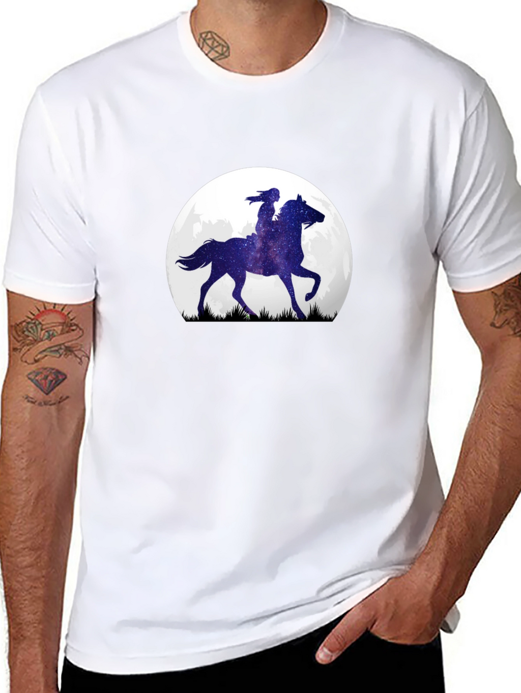 Celestial Horse Rider Tee - Graphic Moon Design