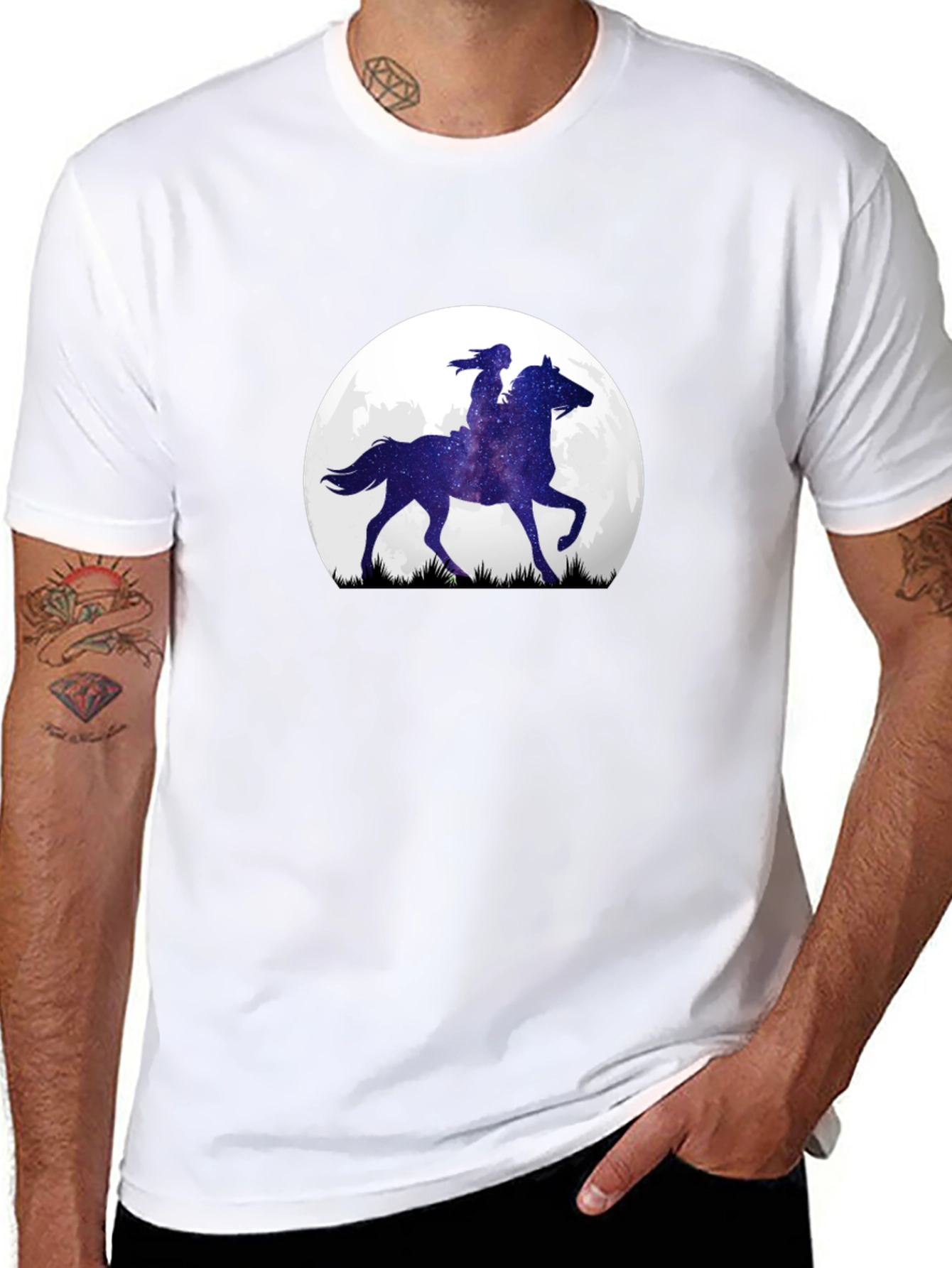 Celestial Horse Rider Tee - Graphic Moon Design